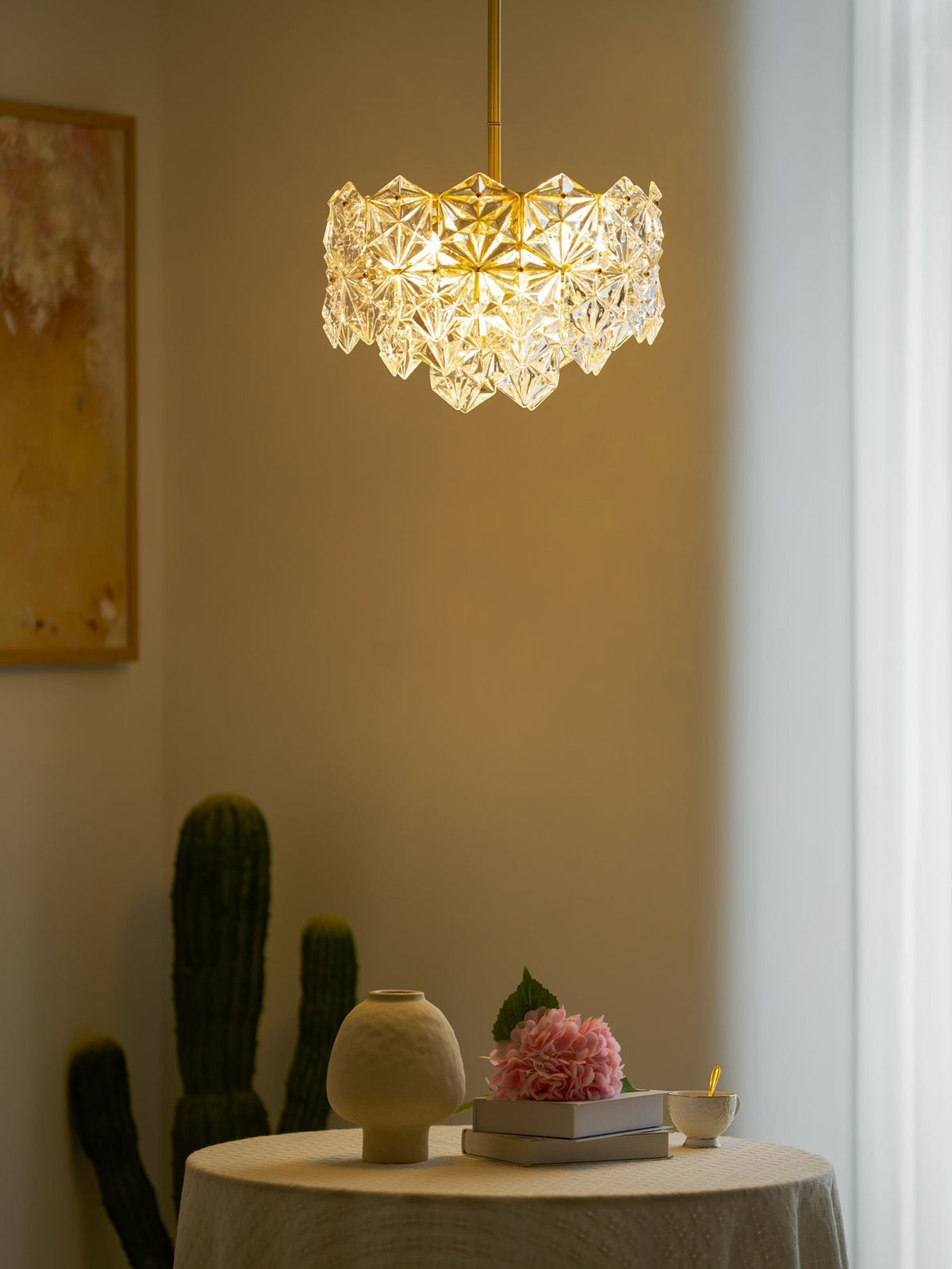 Eirararia Chandelier Snowflake Glass Gold