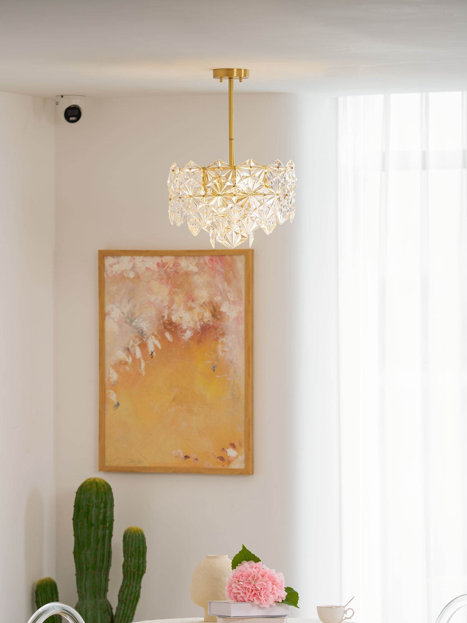 Eirararia Chandelier Snowflake Glass Gold