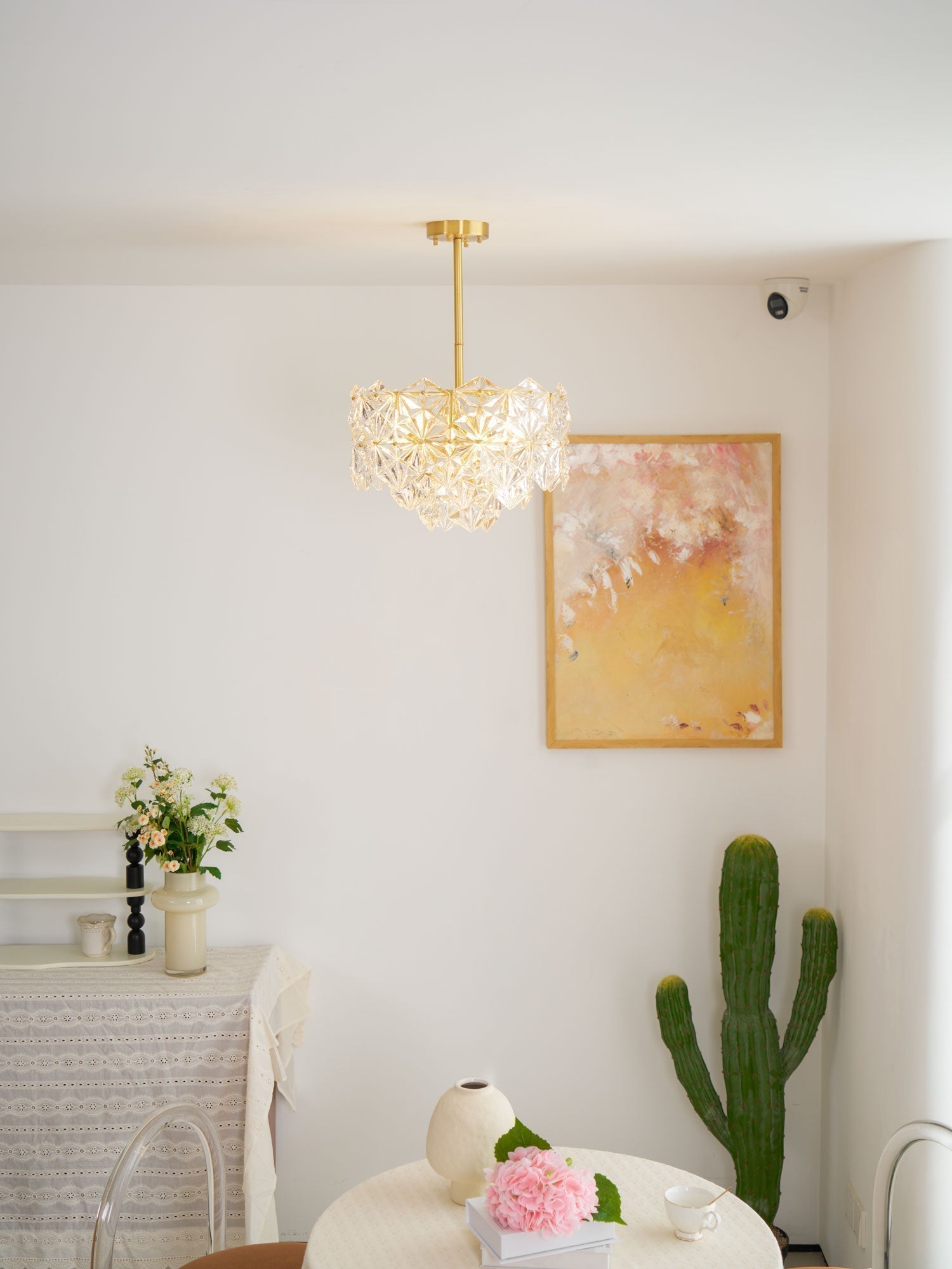 Eirararia Chandelier Snowflake Glass Gold