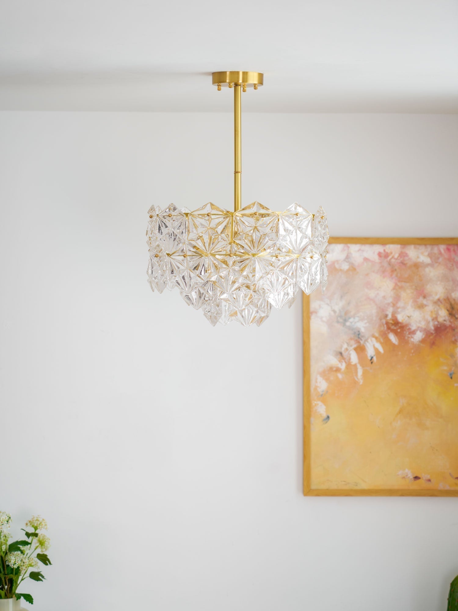 Eirararia Chandelier Snowflake Glass Gold