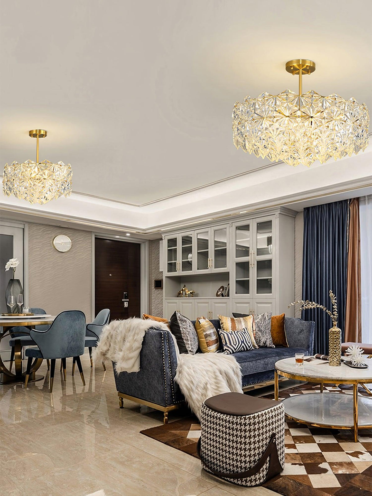 Eirararia Chandelier Snowflake Glass Gold