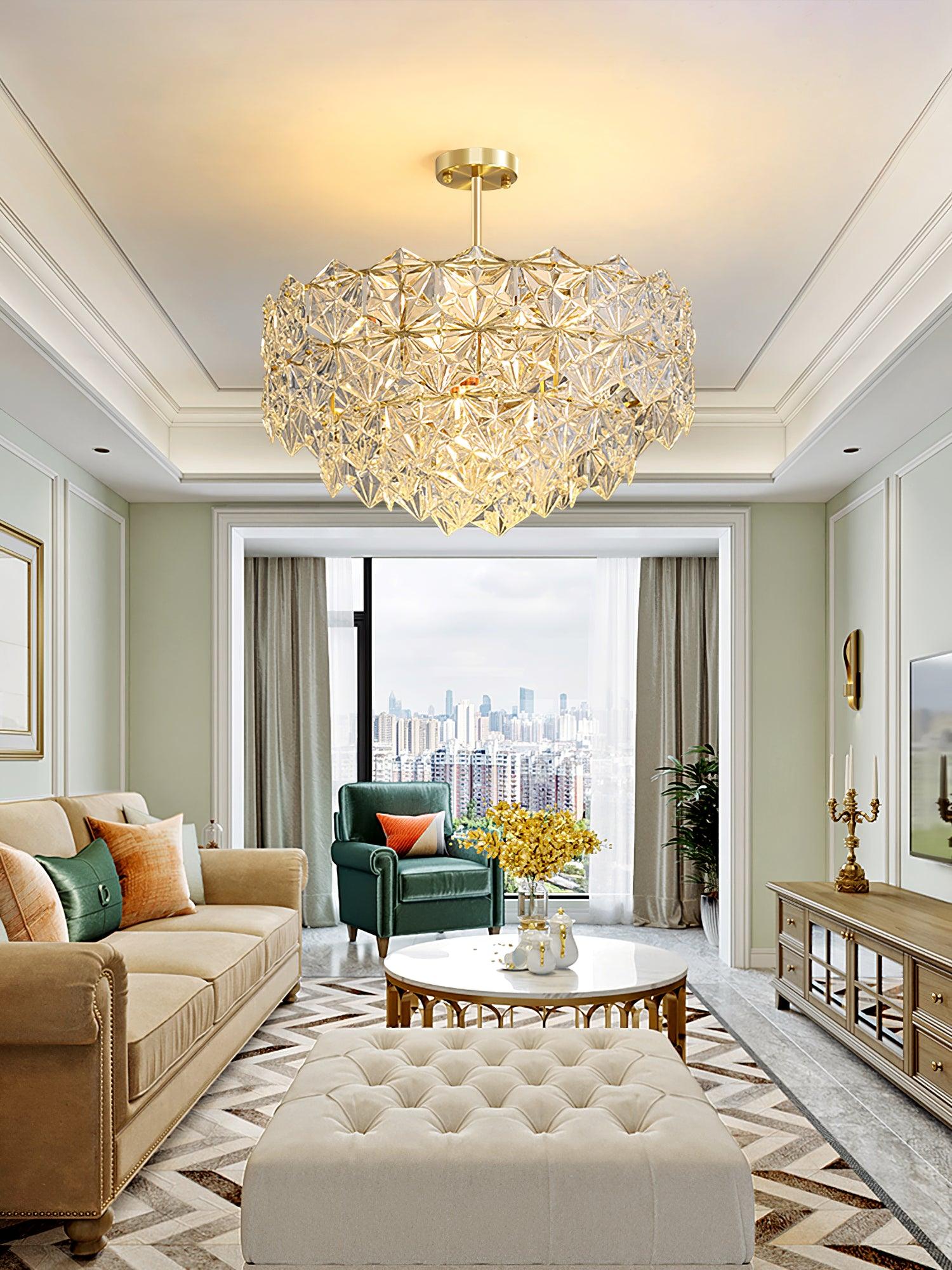 Eirararia Chandelier Snowflake Glass Gold