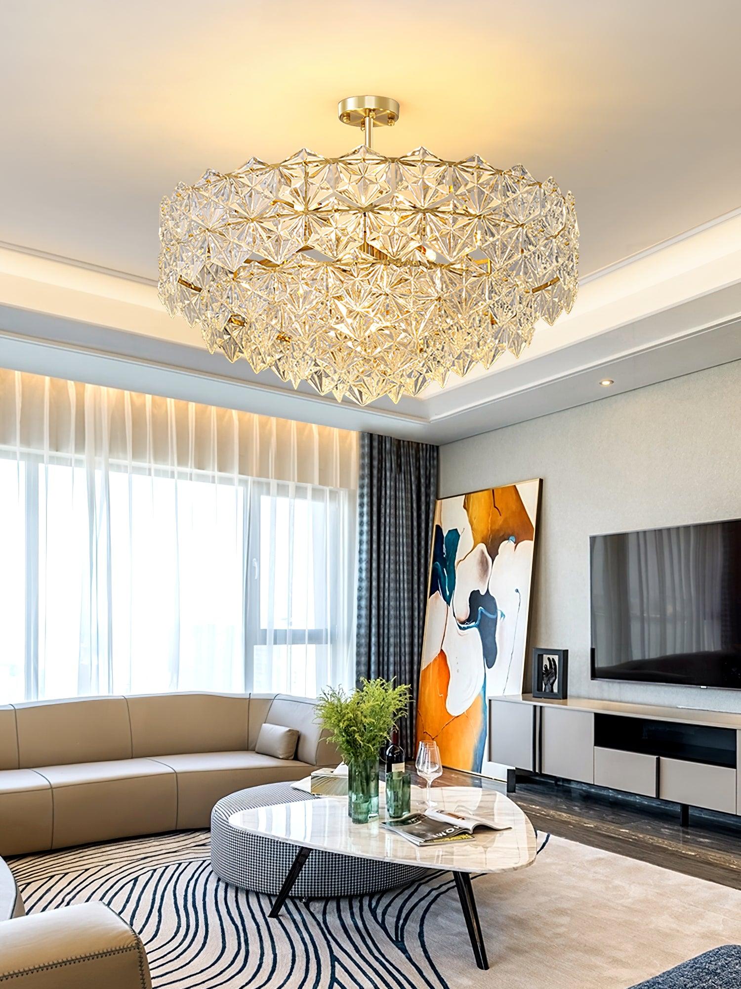 Eirararia Chandelier Snowflake Glass Gold