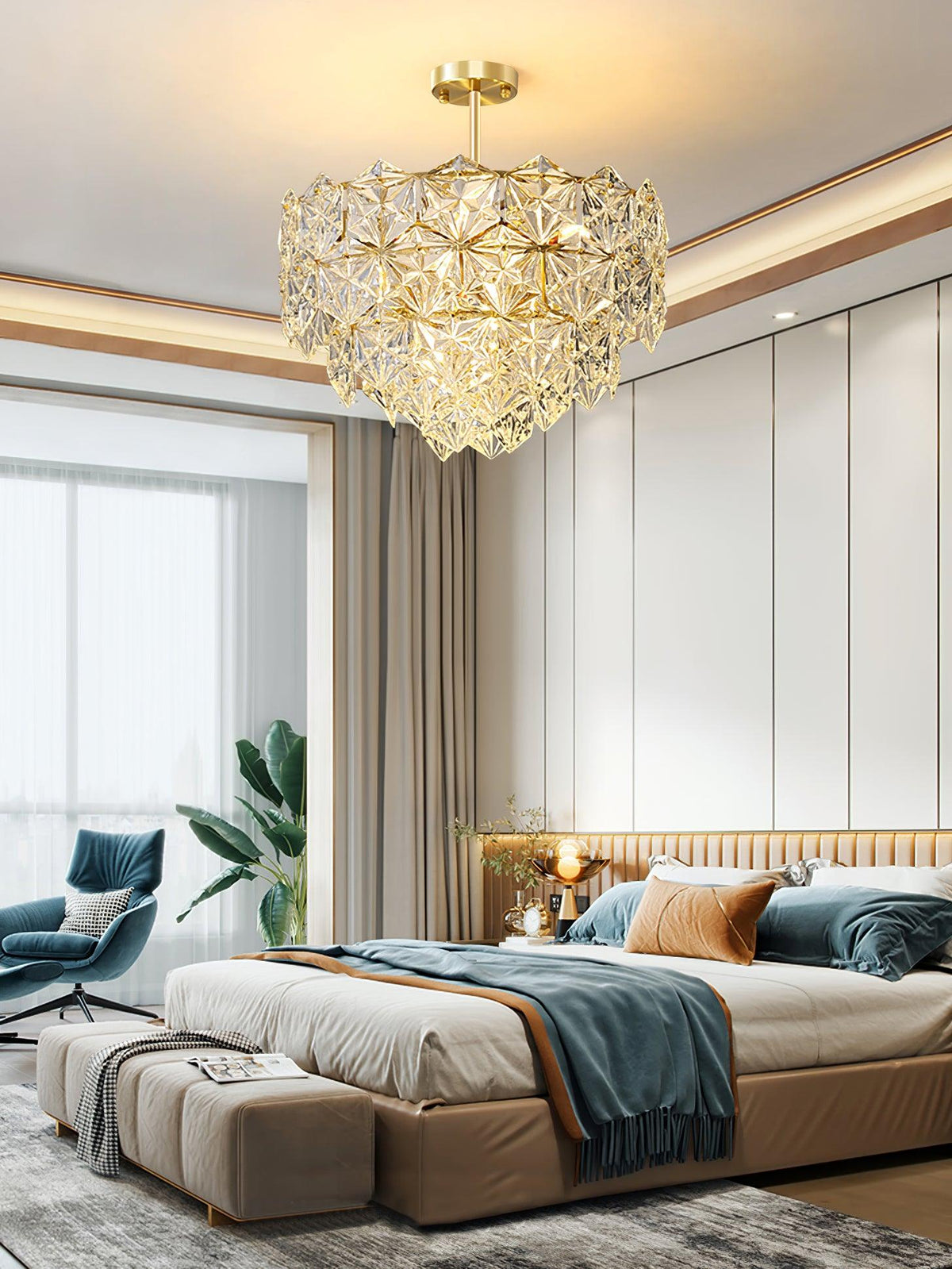 Eirararia Chandelier Snowflake Glass Gold