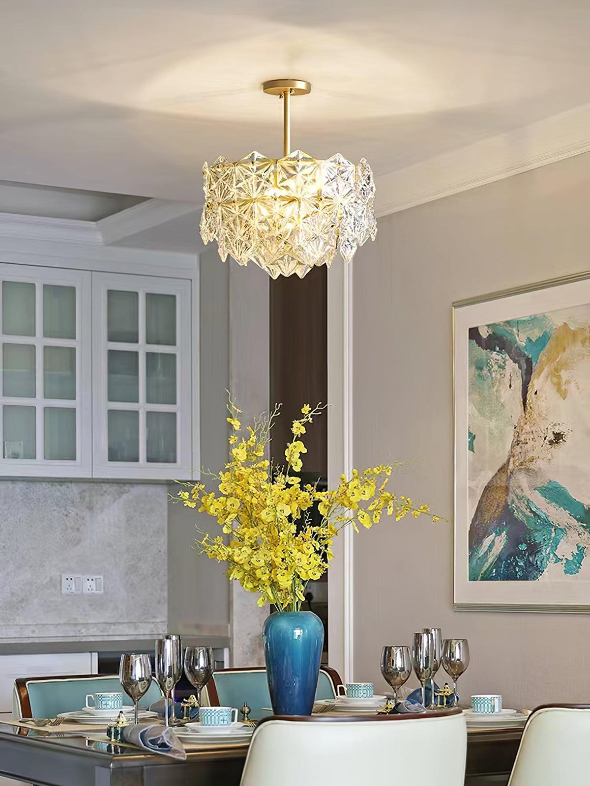 Eirararia Chandelier Snowflake Glass Gold