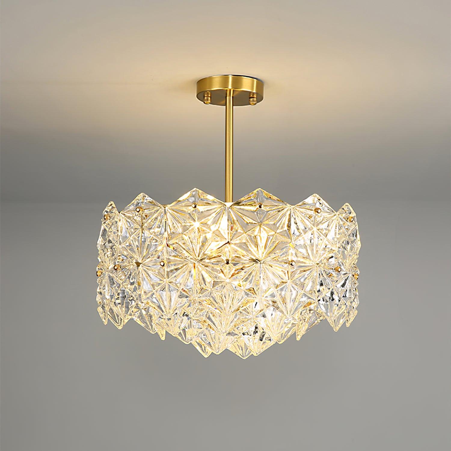 Eirararia Chandelier Snowflake Glass Gold