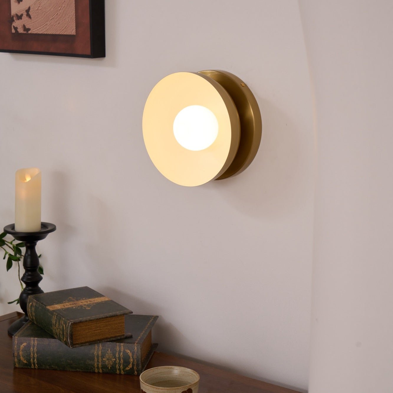 Eirearia Modern Minimalist Solar Eclipse Brass Glass Wall Light
