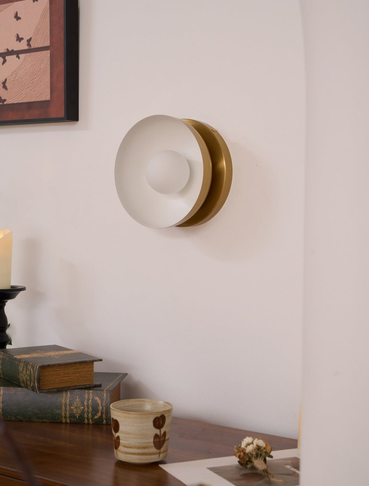 Eirearia Modern Minimalist Solar Eclipse Brass Glass Wall Light