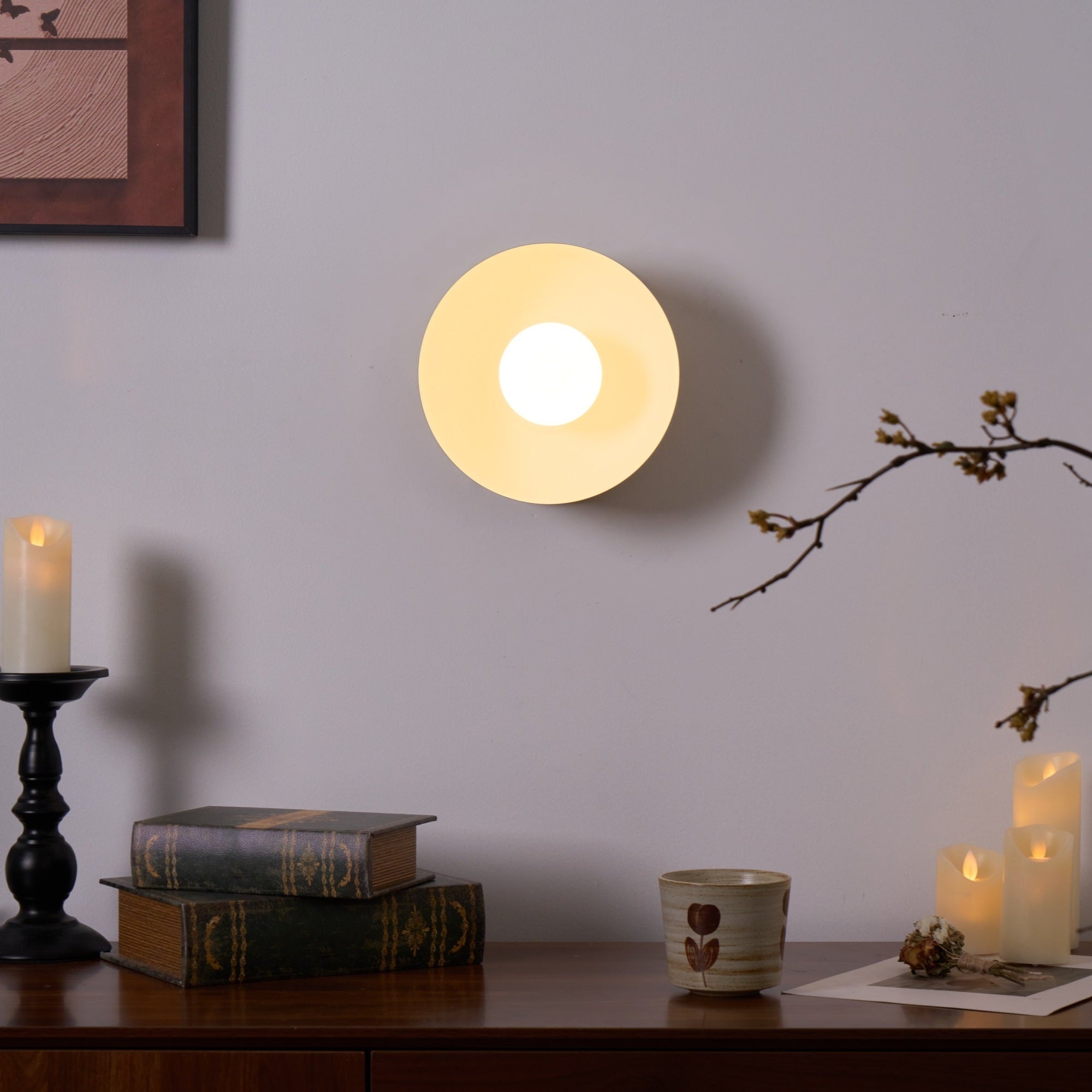 Eirearia Modern Minimalist Solar Eclipse Brass Glass Wall Light