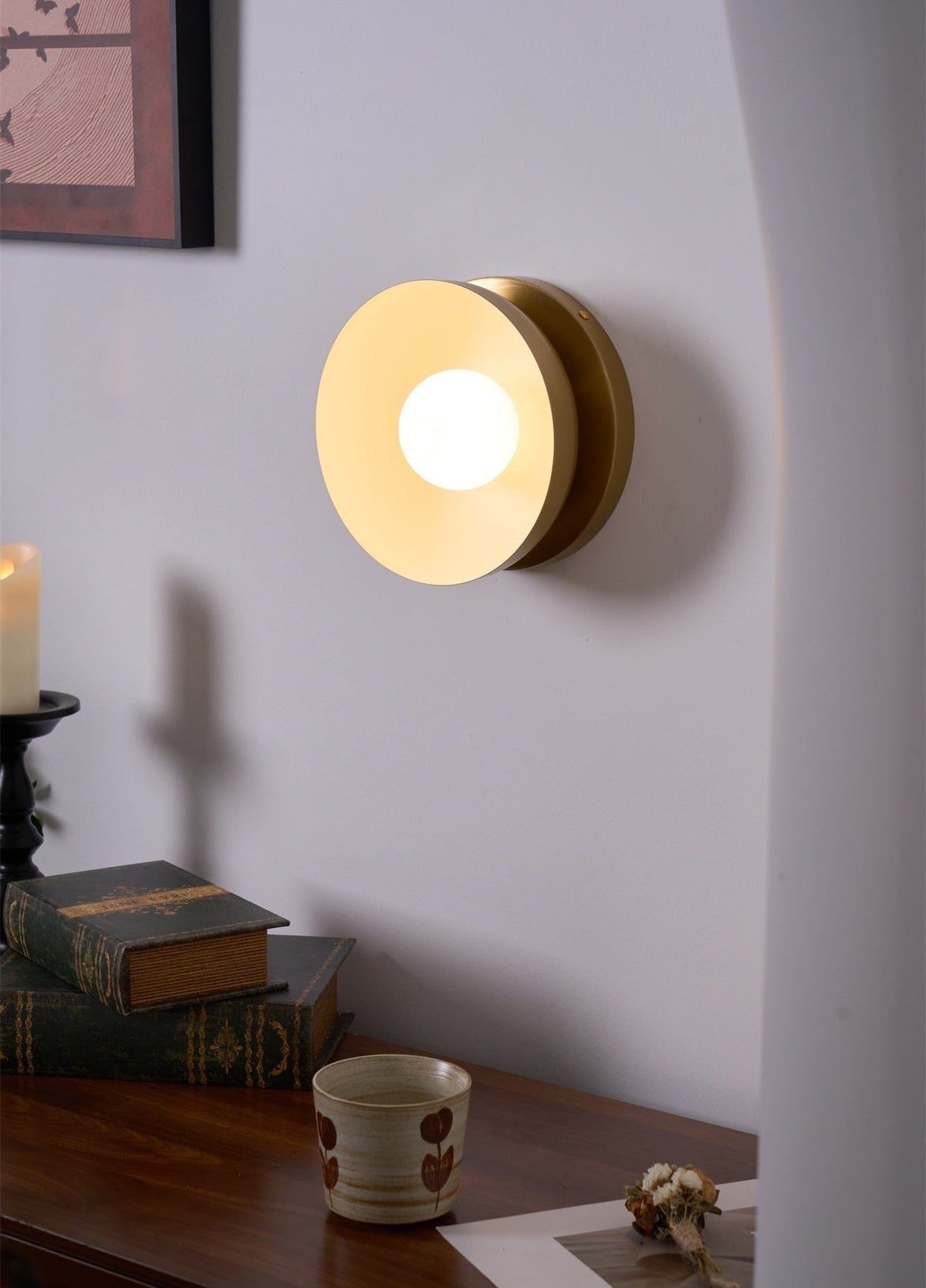 Eirearia Modern Minimalist Solar Eclipse Brass Glass Wall Light