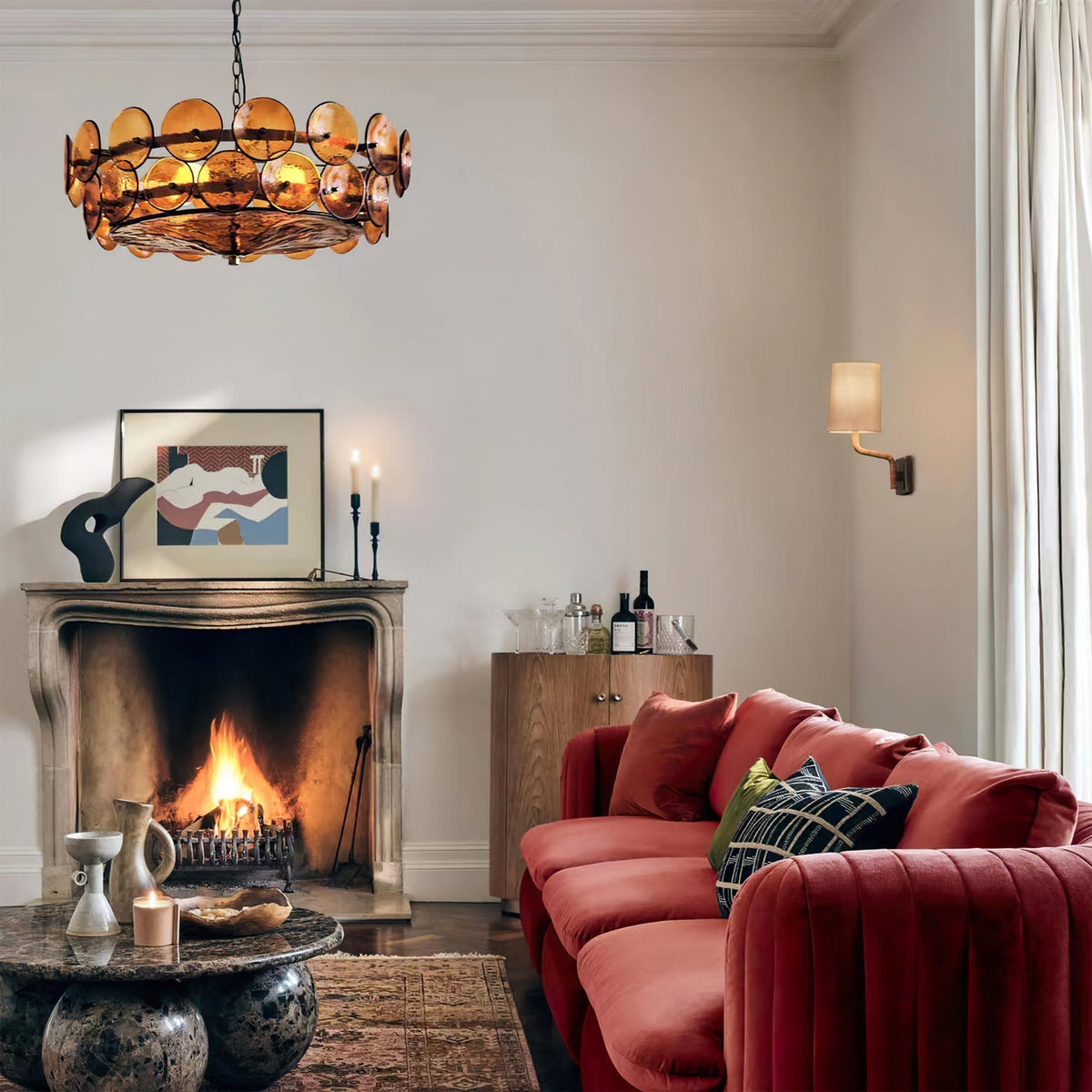 Eirinena Chandelier Murano Glass Disc Vintage