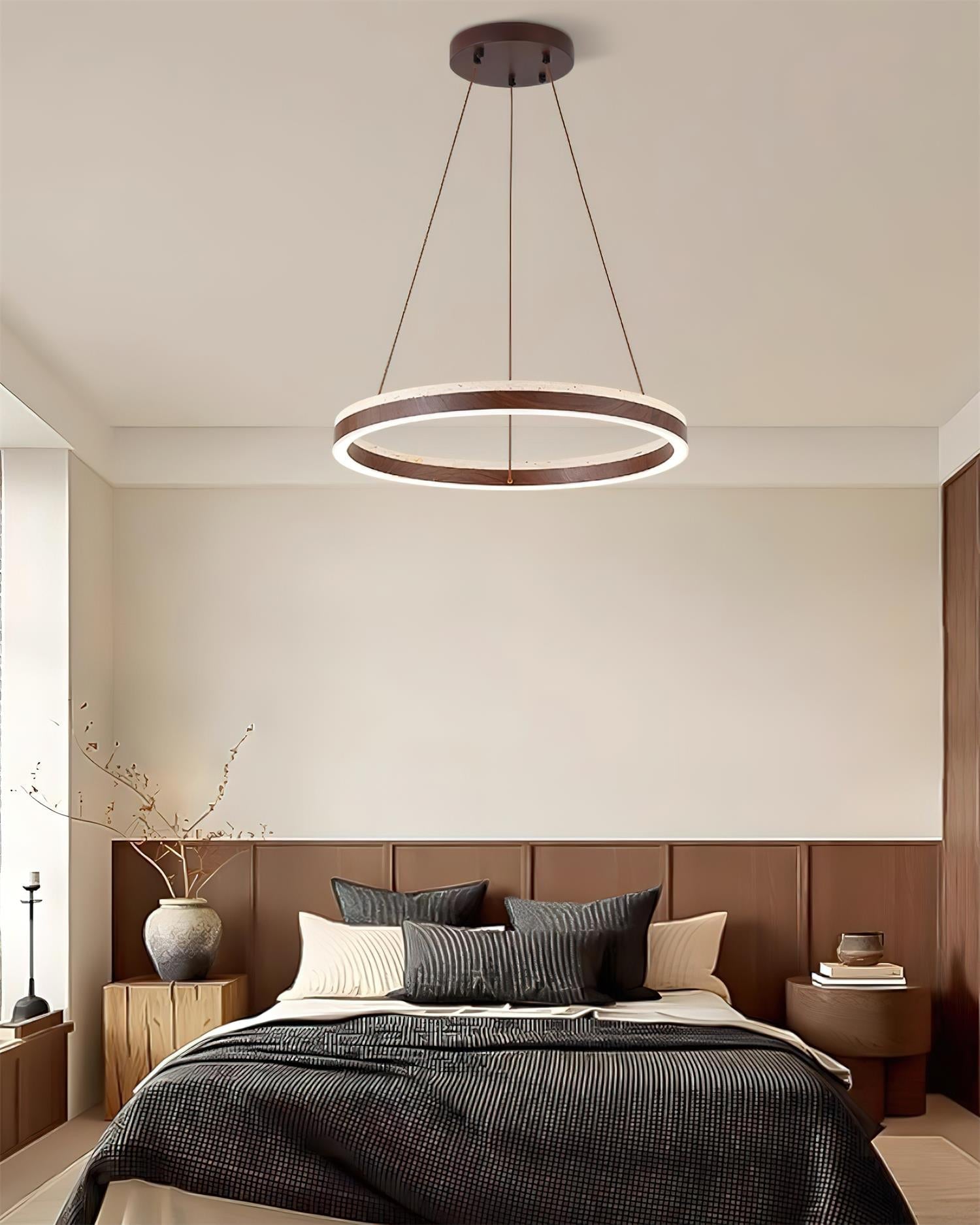 Ritta Chandelier Travertine Geometry Ring - Neutral Decor