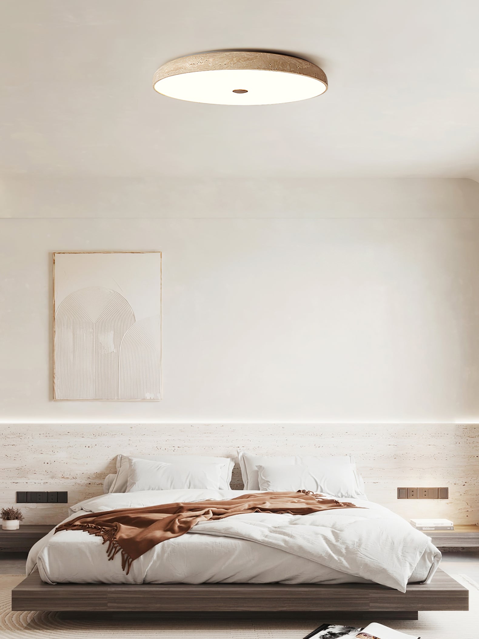 Orzoror Minimalist Travertine Ceiling Light