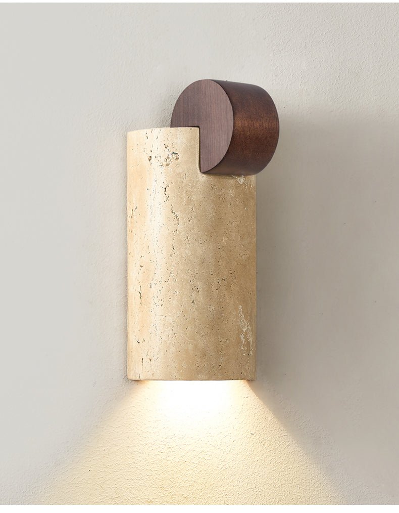 Velm Curve Yellow Travertine Wall Lamp
