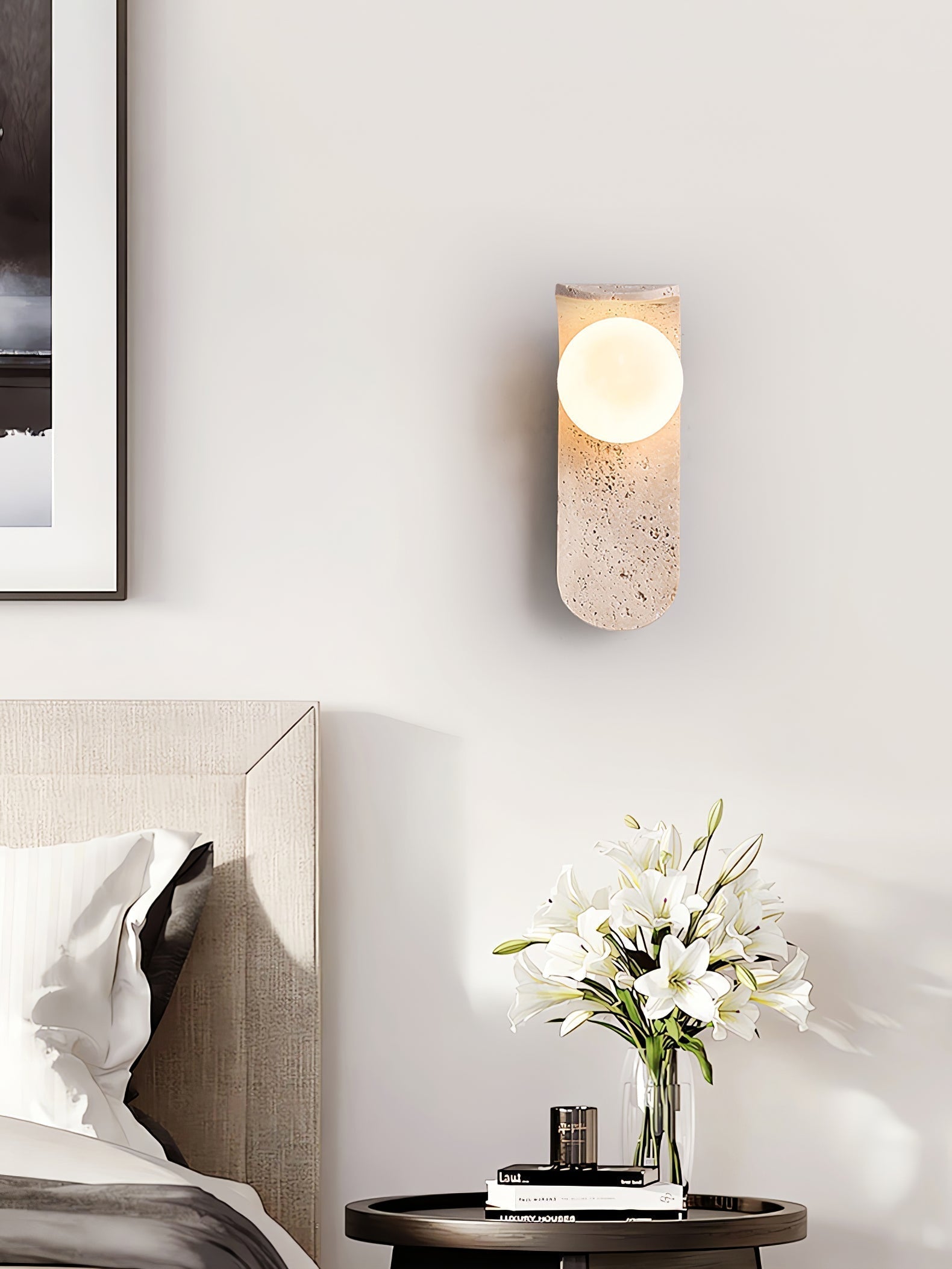 Arkoviel Sconce-Frame Travertine Wall Light