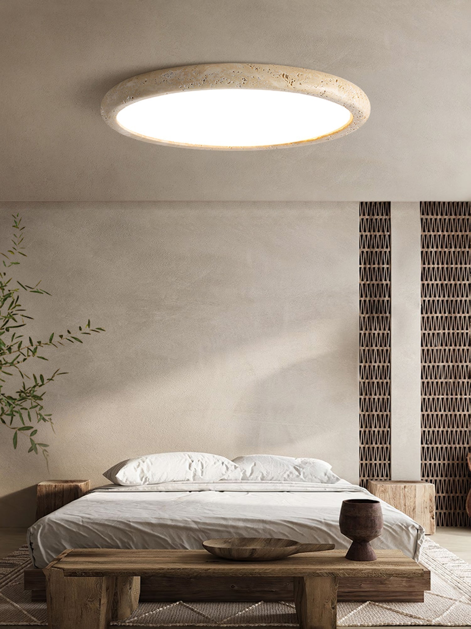 Aurrina Ring Frame Travertine Ceiling Light