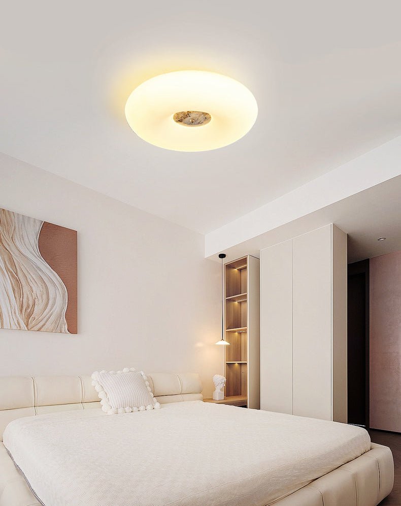 Flen Yellow Travertine Ring Ceiling Light