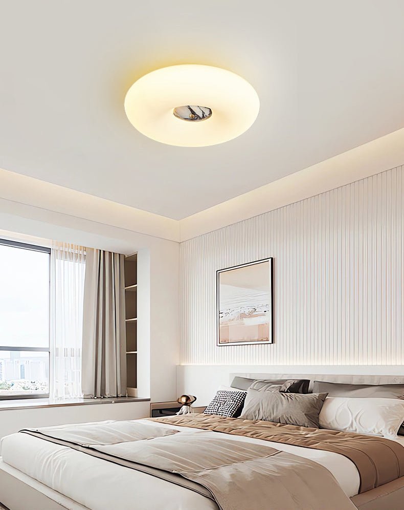 Flen Yellow Travertine Ring Ceiling Light