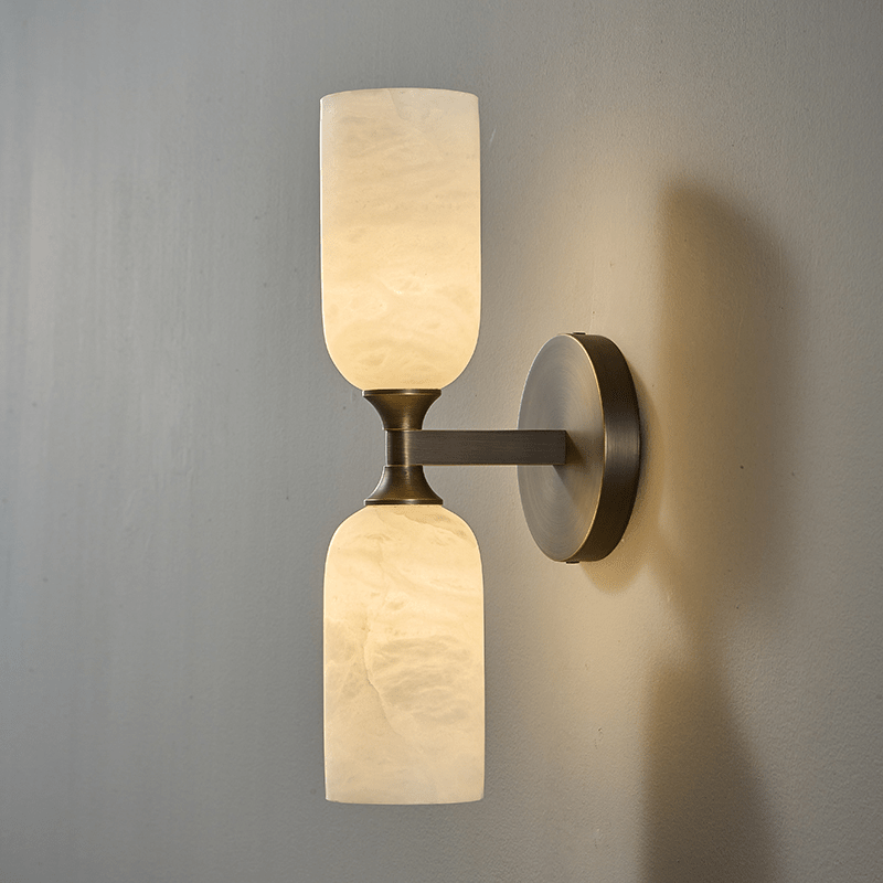 Sabriel Solmira Twin Alabaster Wall Sconce