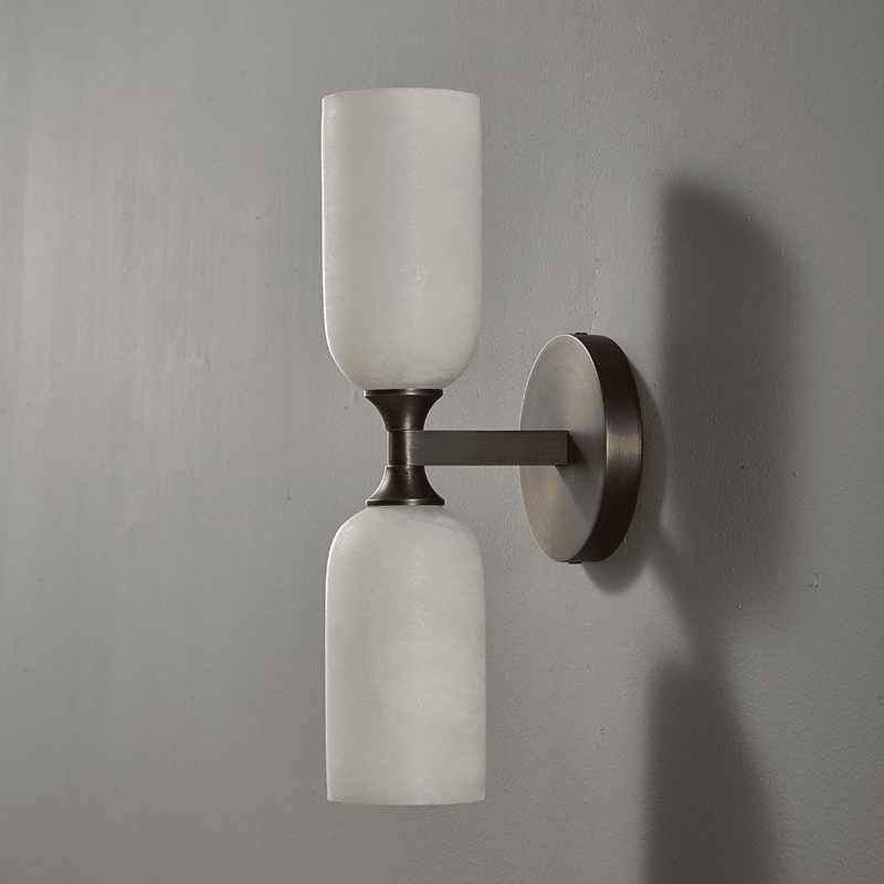 Sabriel Solmira Twin Alabaster Wall Sconce