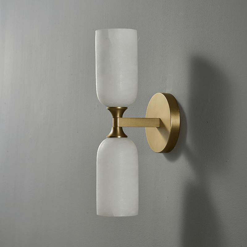 Sabriel Solmira Twin Alabaster Wall Sconce