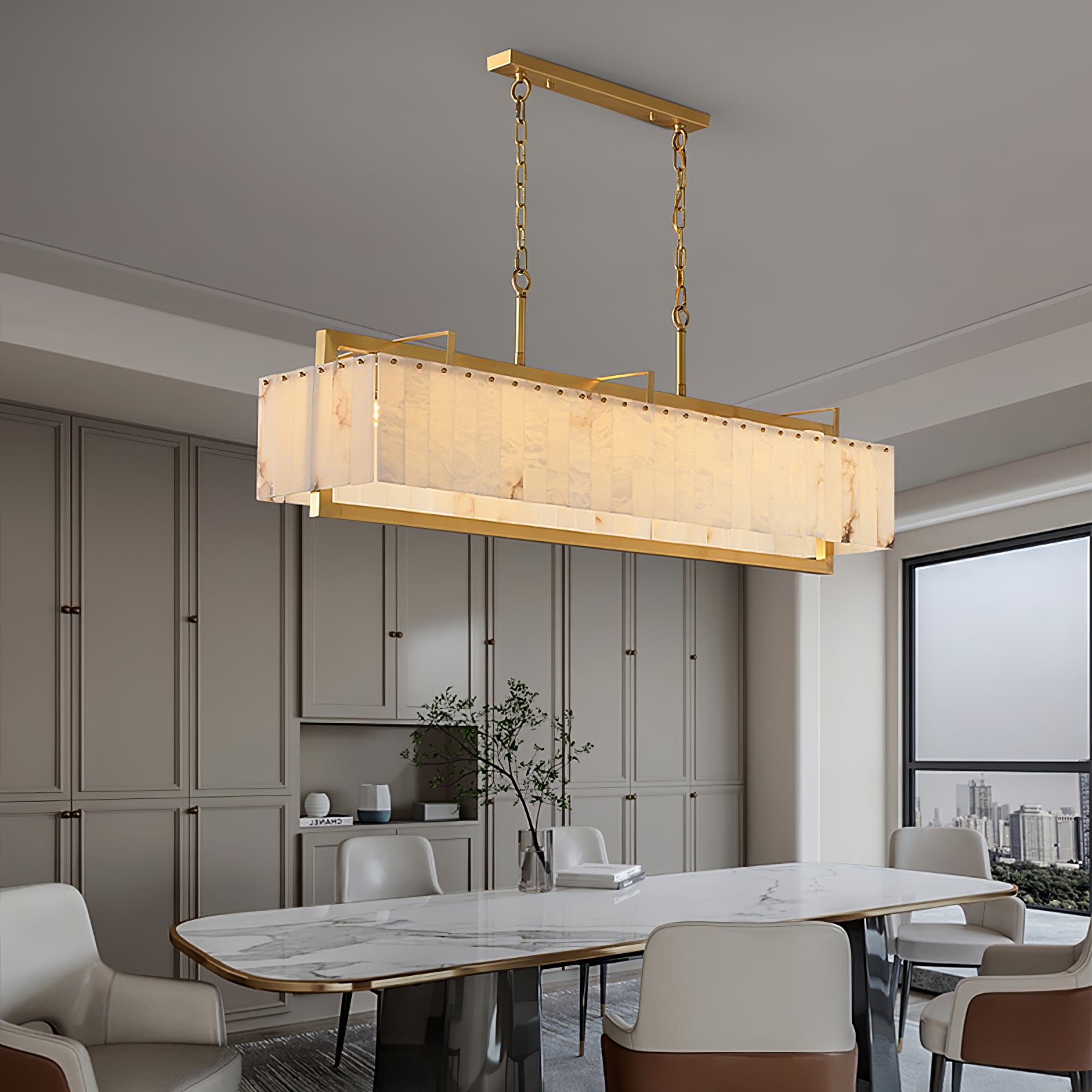 Nivivenne Rectangular Alabaster Pendant Light