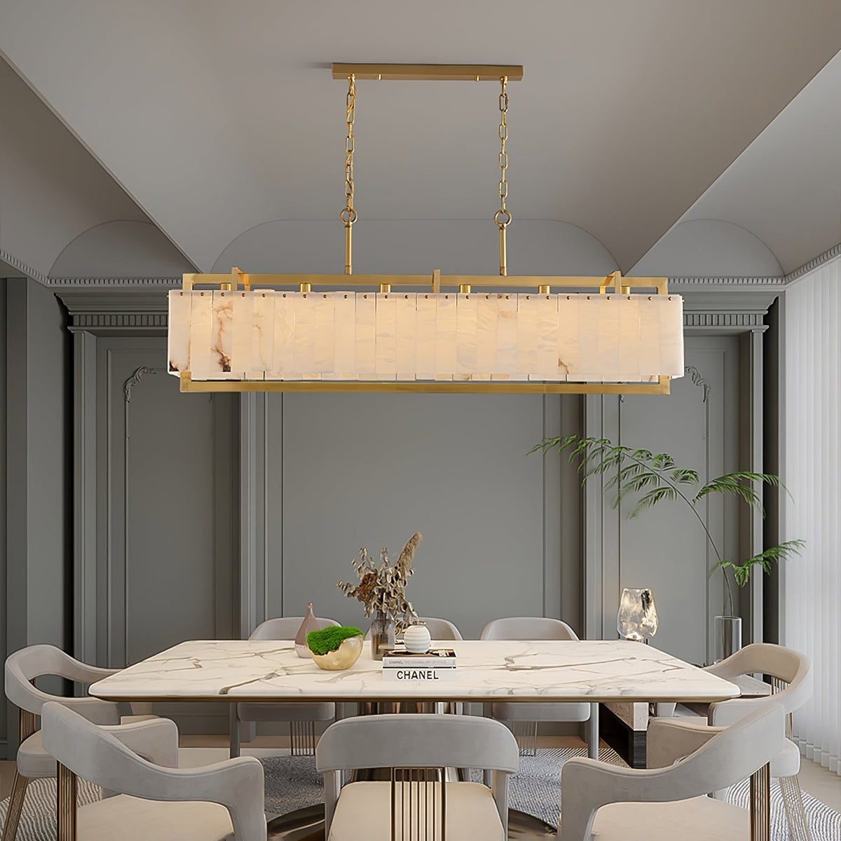Nivivenne Rectangular Alabaster Pendant Light