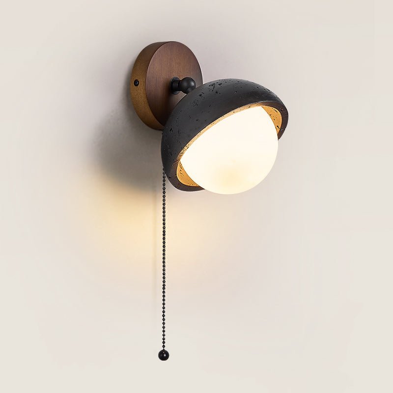 Serenaria Globe Black Travertine Pivot Sconce