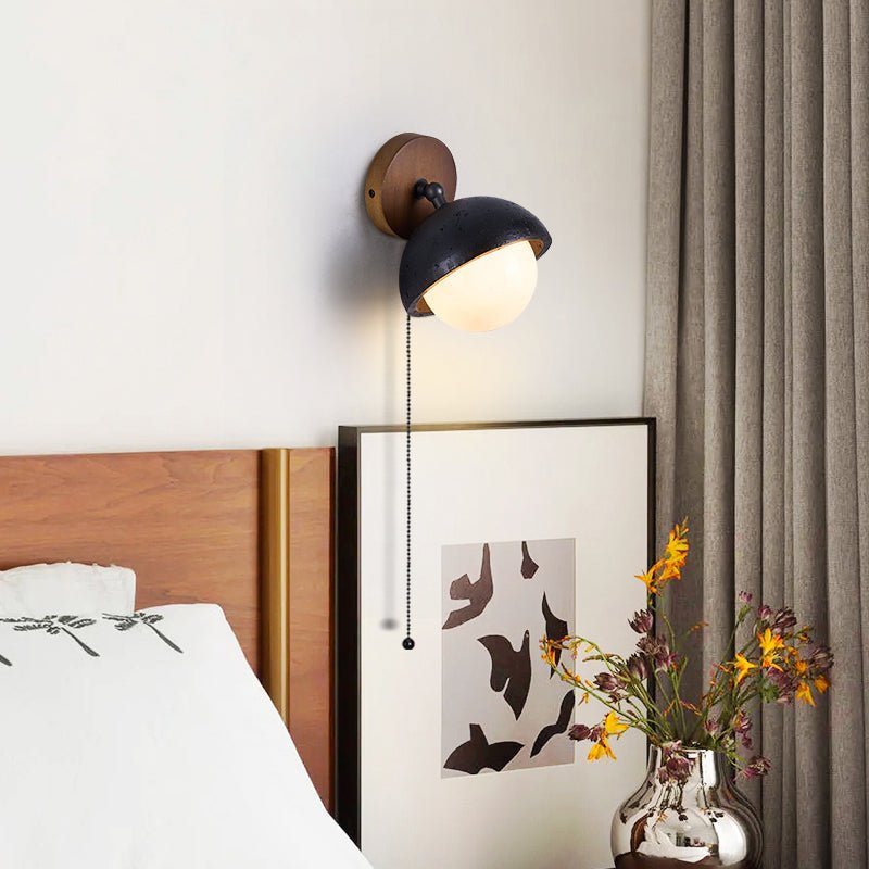 Serenaria Globe Black Travertine Pivot Sconce