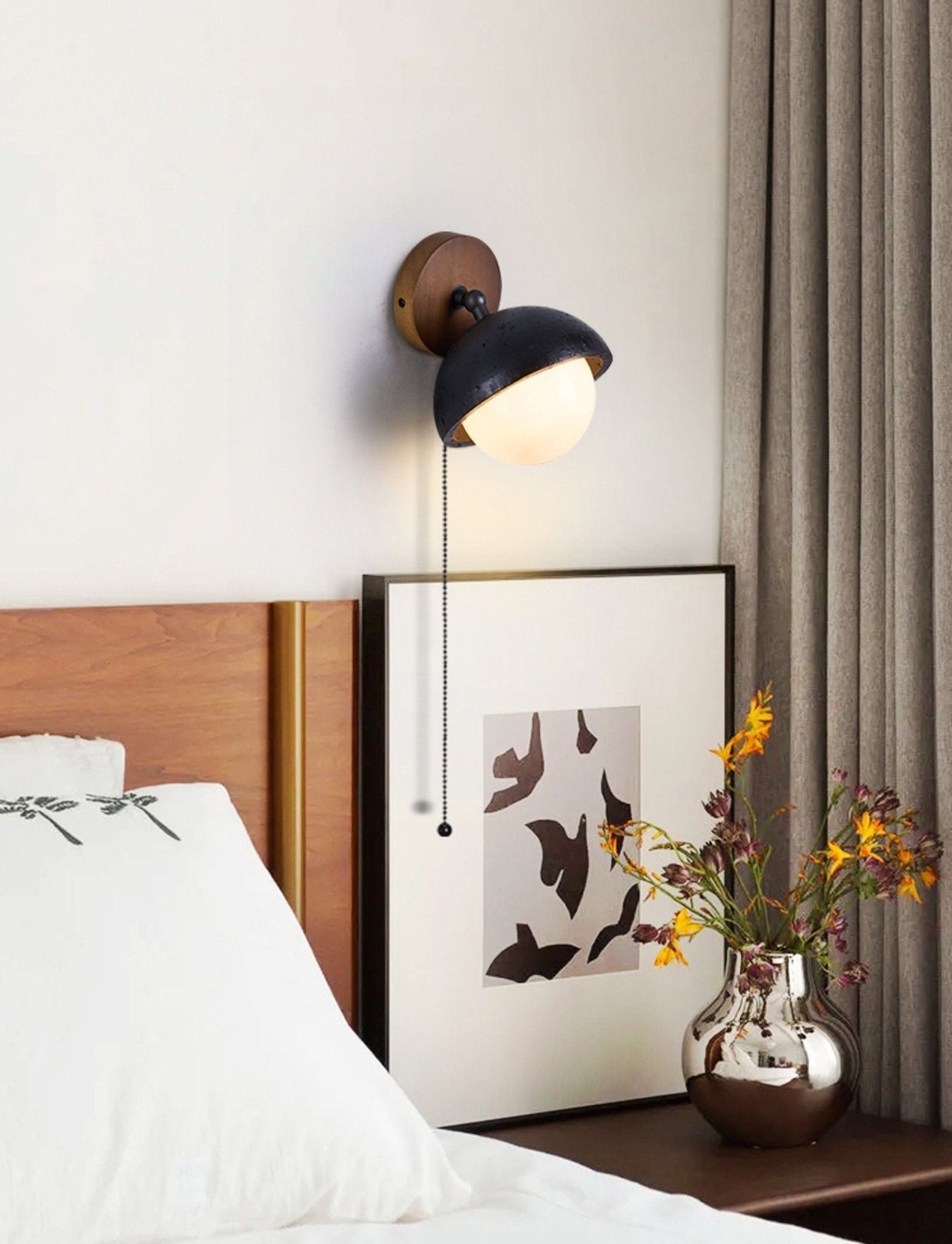 Serenaria Globe Black Travertine Pivot Sconce
