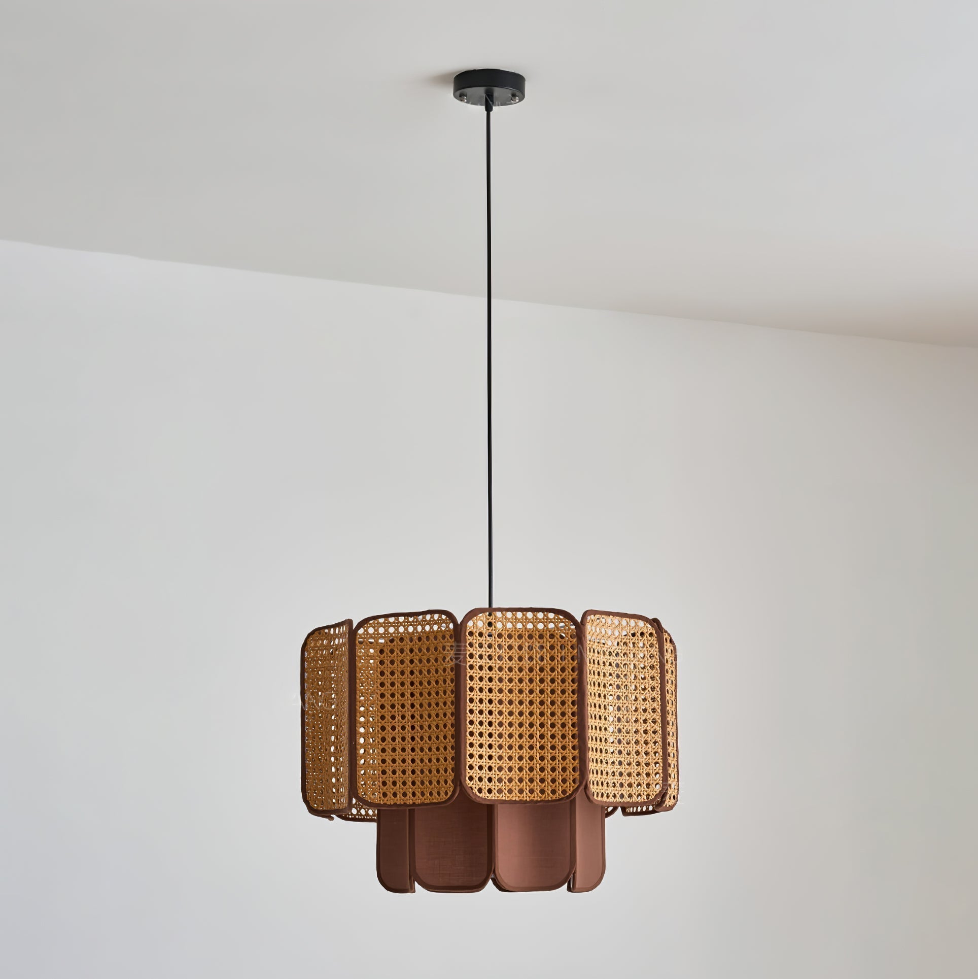 Cane Vintage Fabric Pendant Lamp