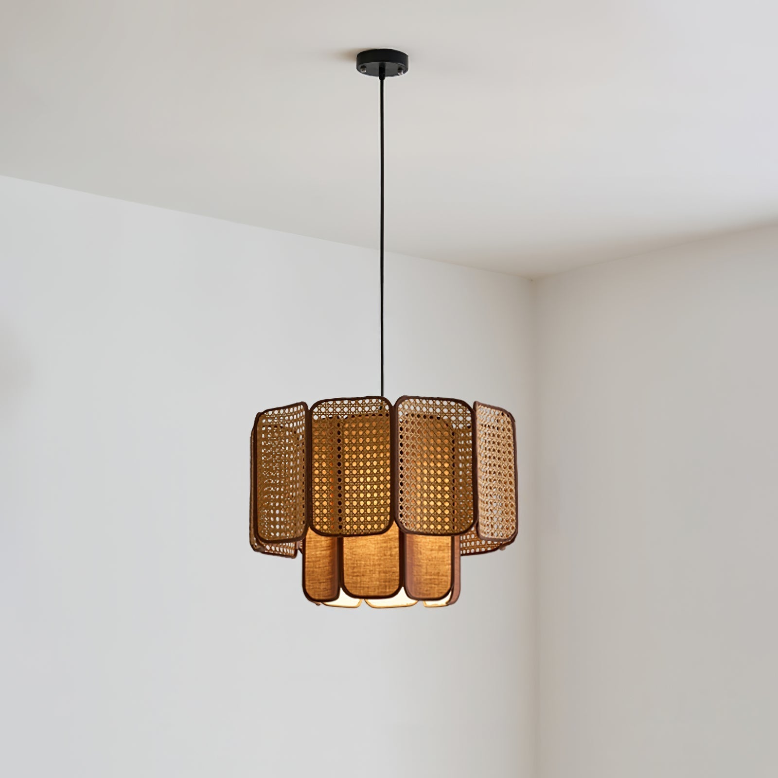 Cane Vintage Fabric Pendant Lamp