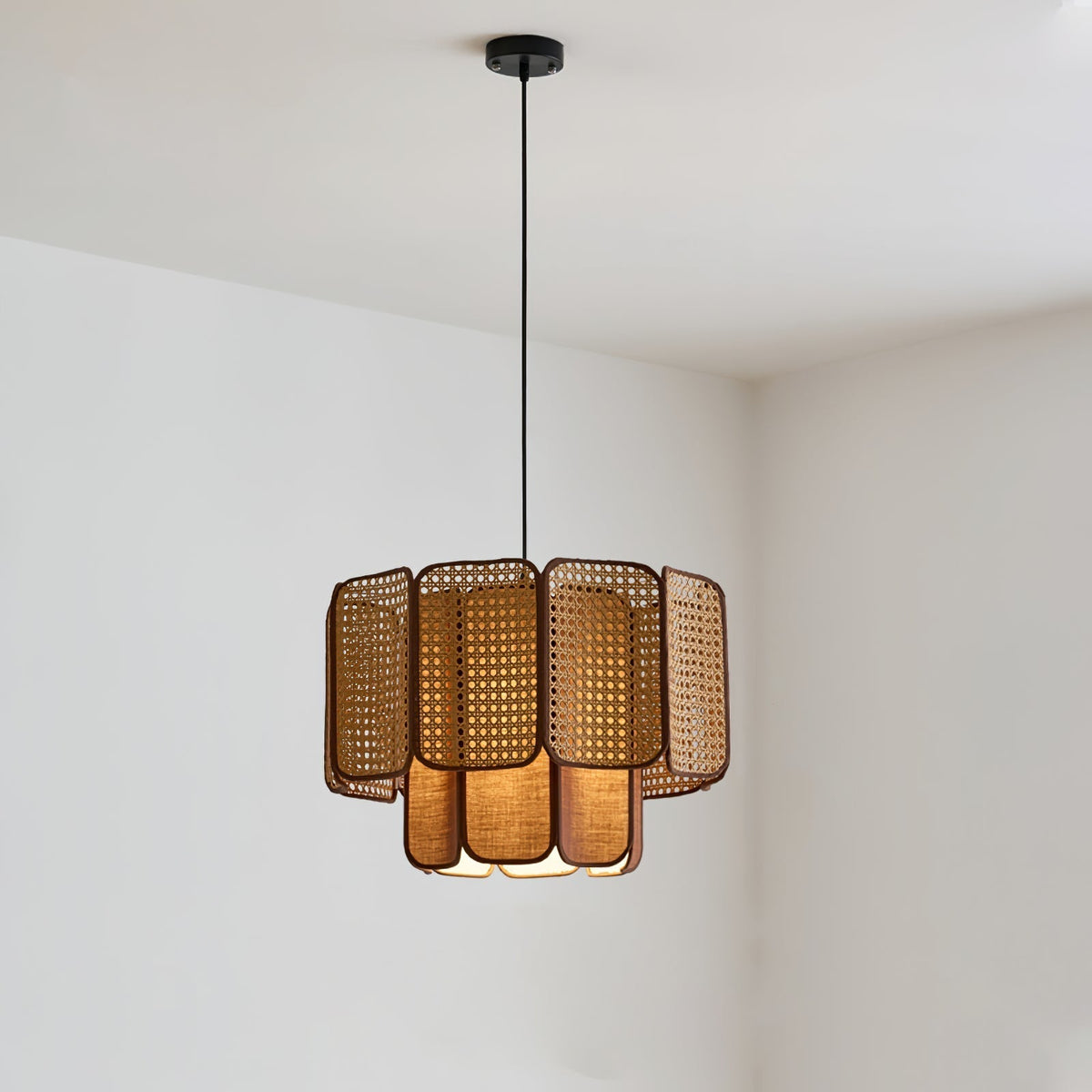 Cane Vintage Fabric Pendant Lamp