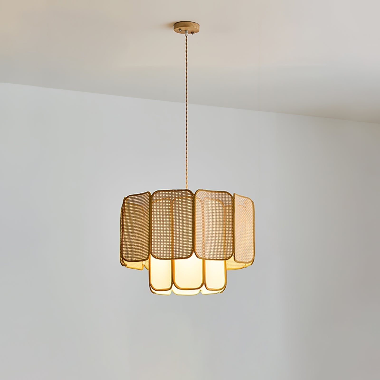 Cane Vintage Fabric Pendant Lamp