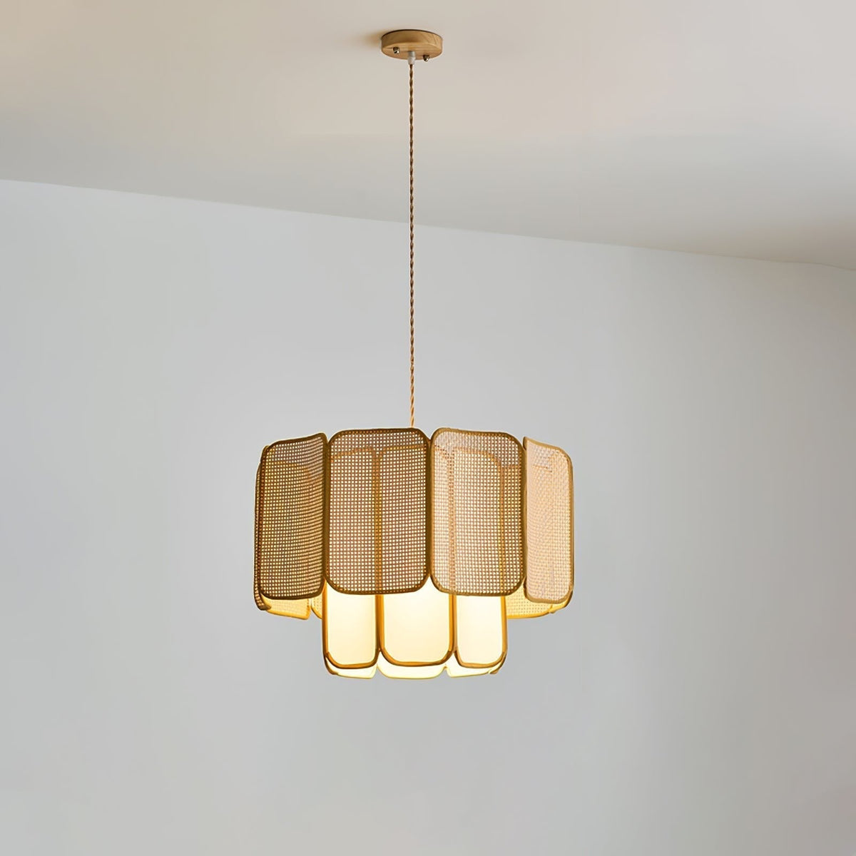 Cane Vintage Fabric Pendant Lamp