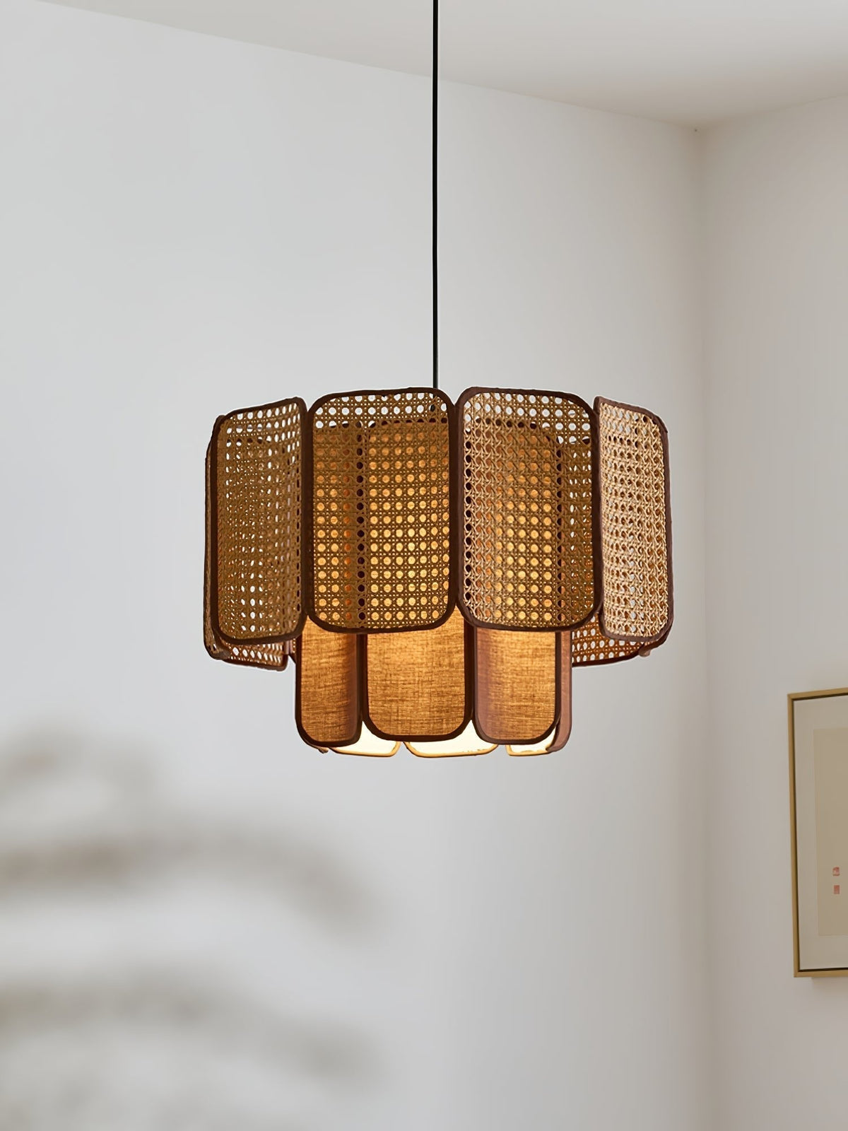 Cane Vintage Fabric Pendant Lamp