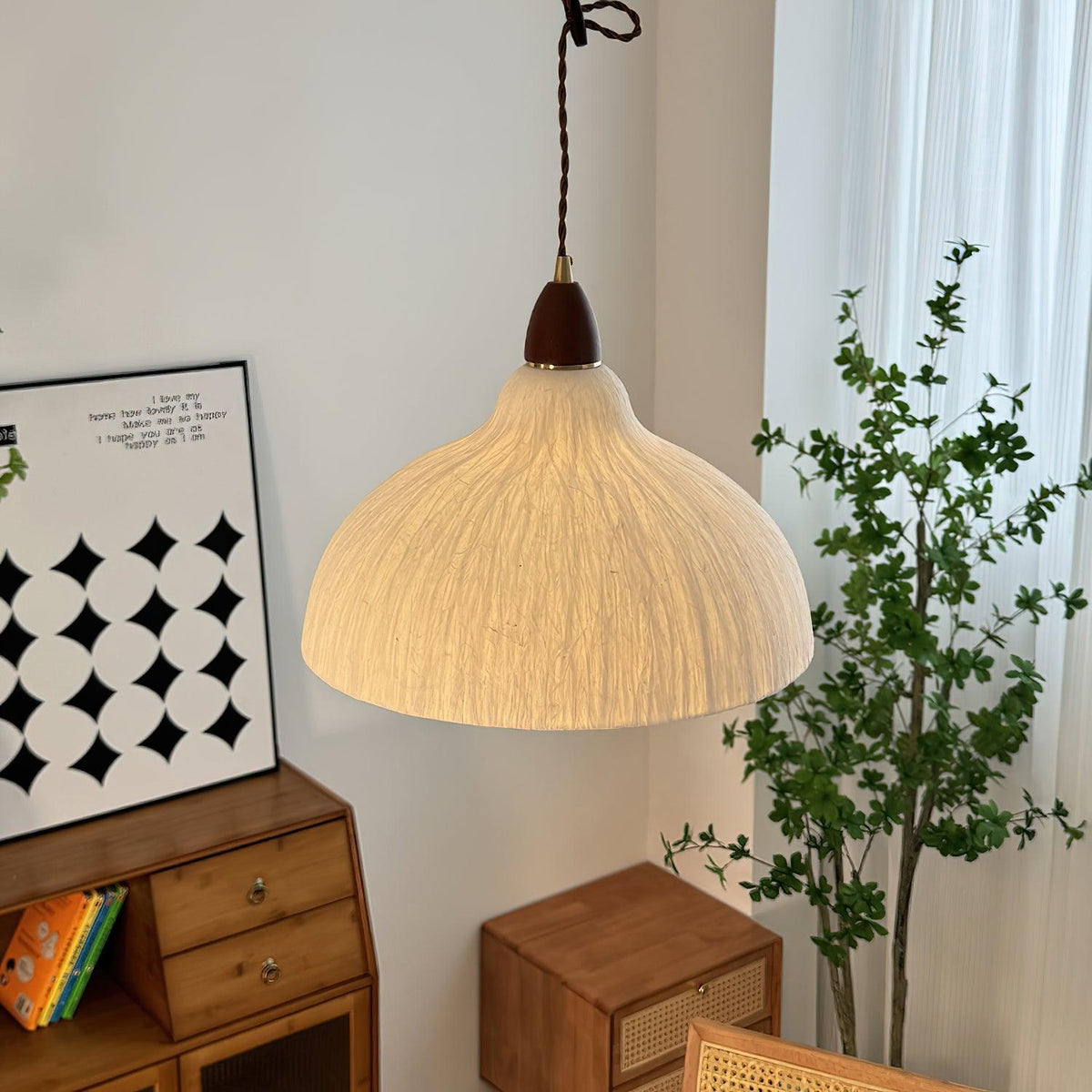Locan Paper & Wood Pendant Lamp