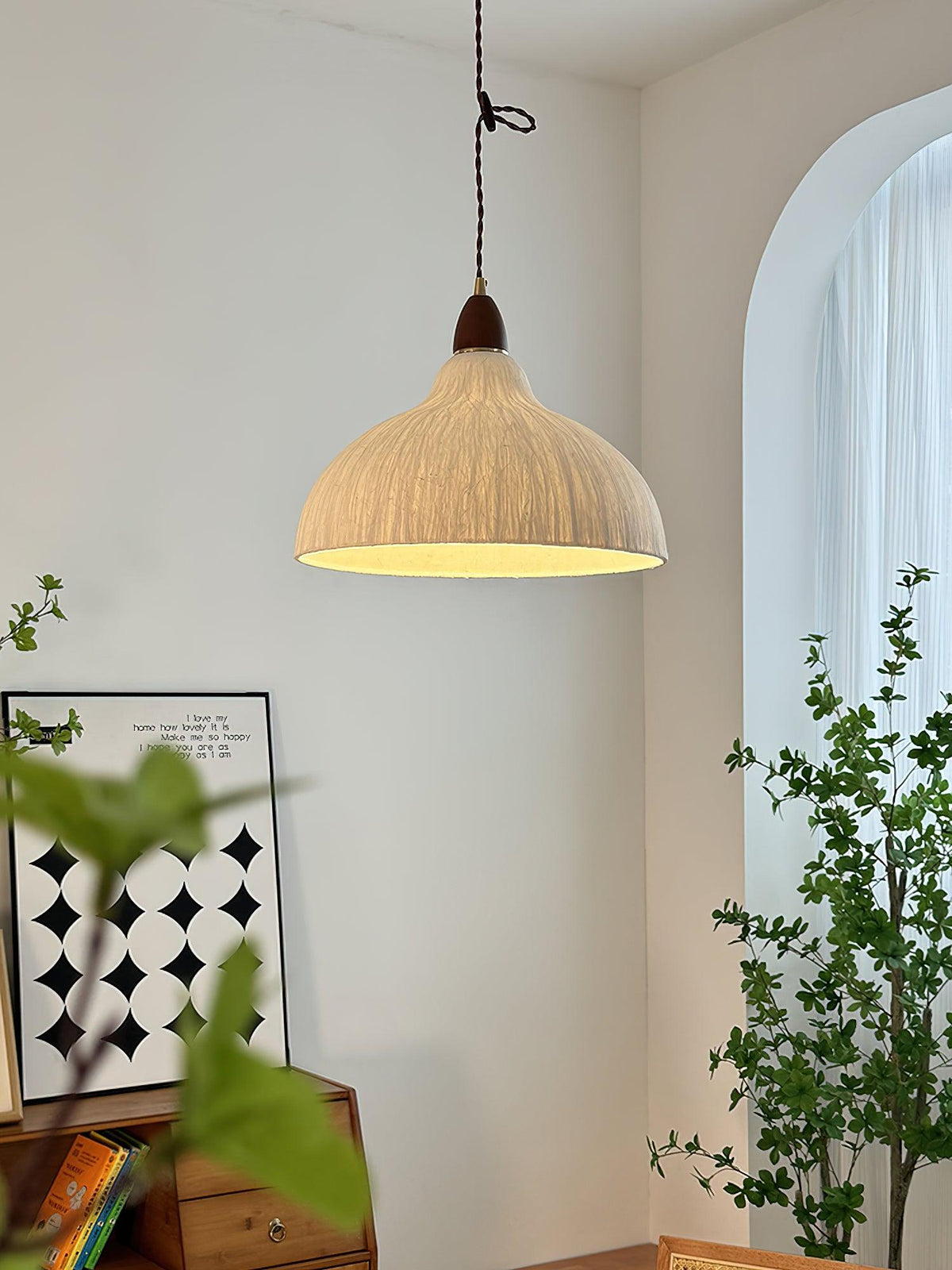 Locan Paper & Wood Pendant Lamp