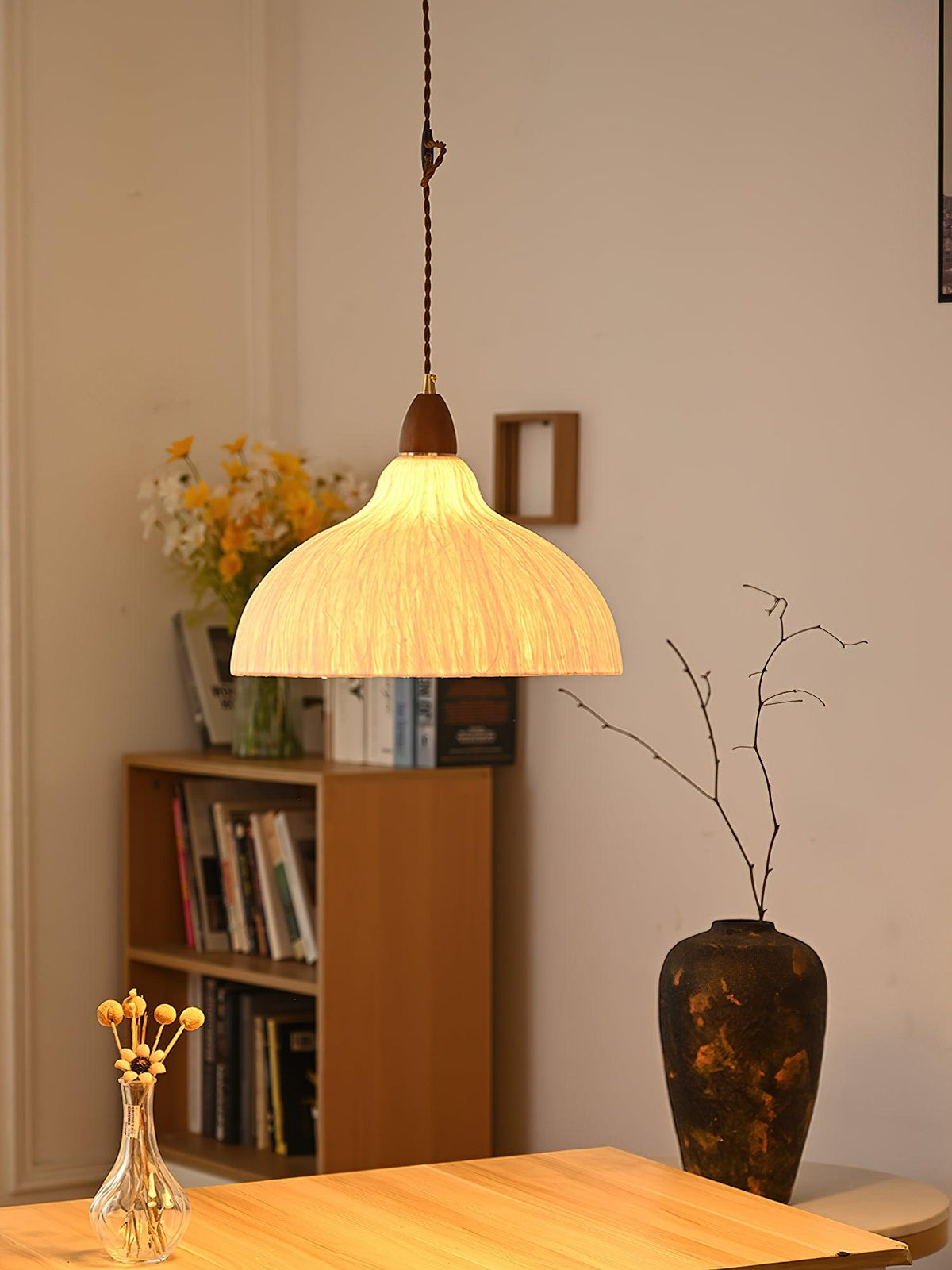 Locan Paper & Wood Pendant Lamp