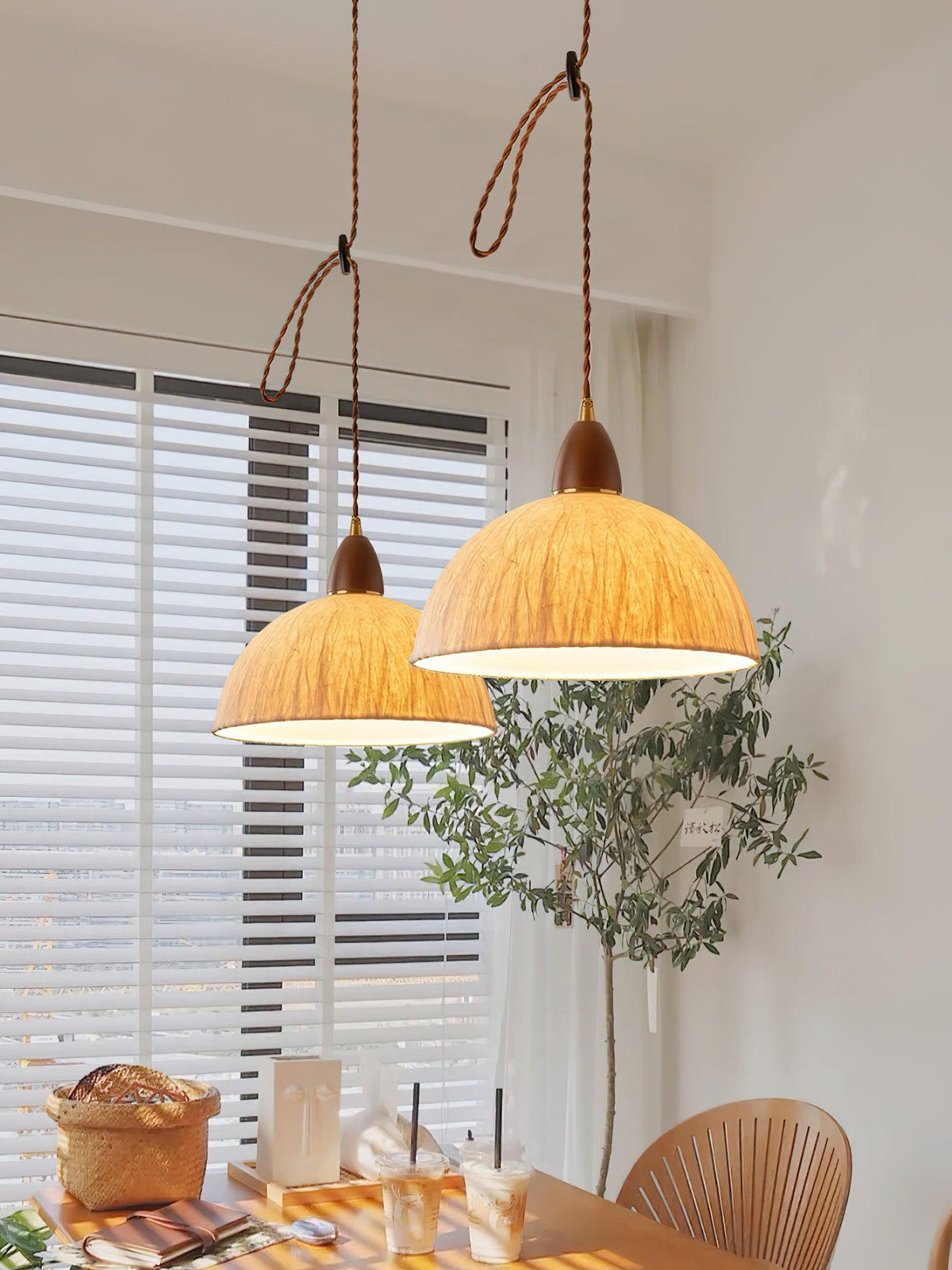 Locan Paper & Wood Pendant Lamp