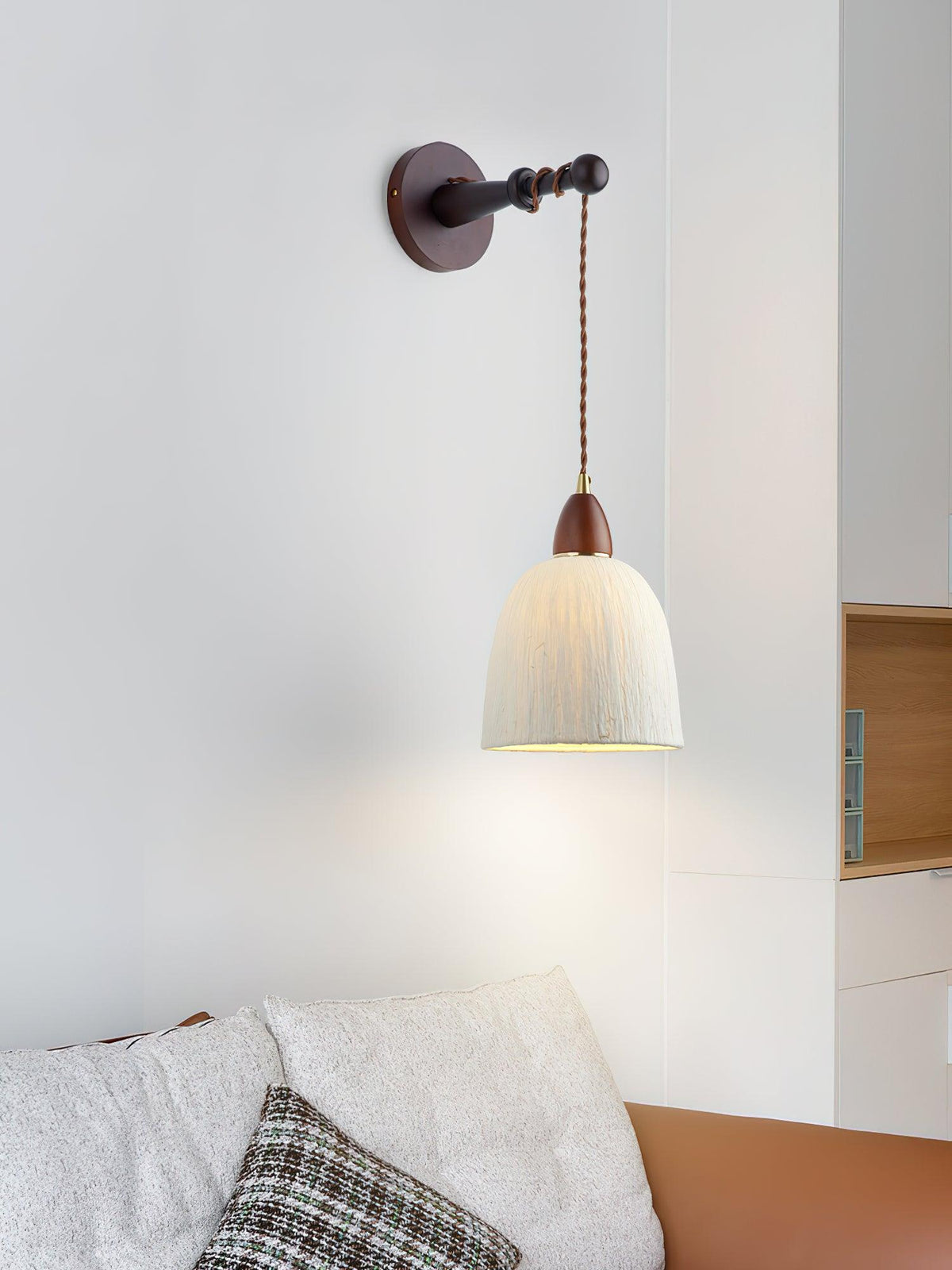 Vitheos Elegance Natural Walnut Wood Wall Lamp