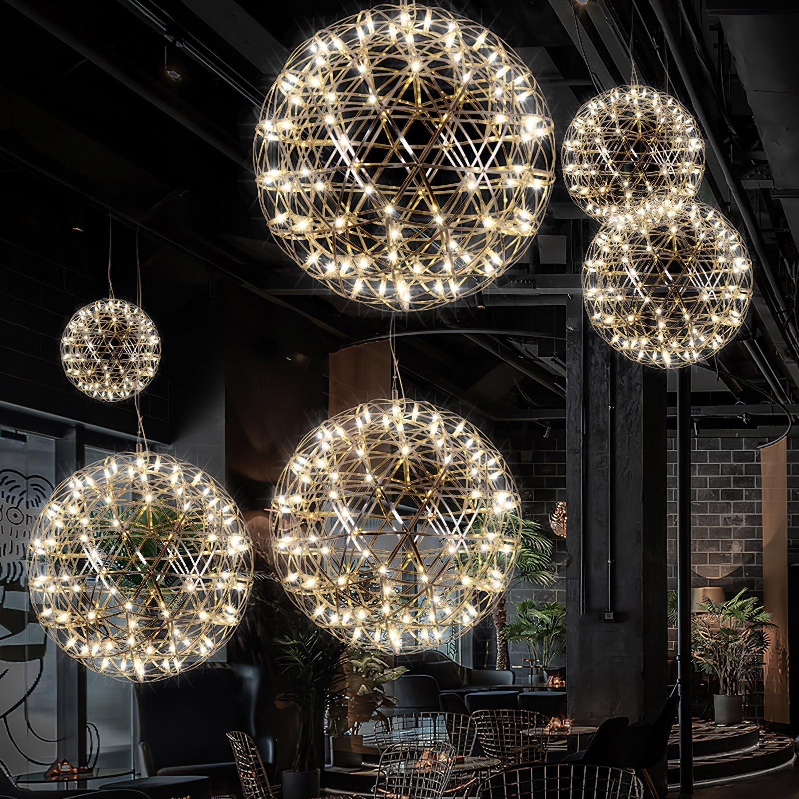 Delcourt Silver Spark Ball Pendant Light