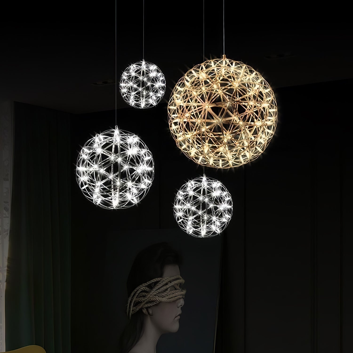 Delcourt Silver Spark Ball Pendant Light