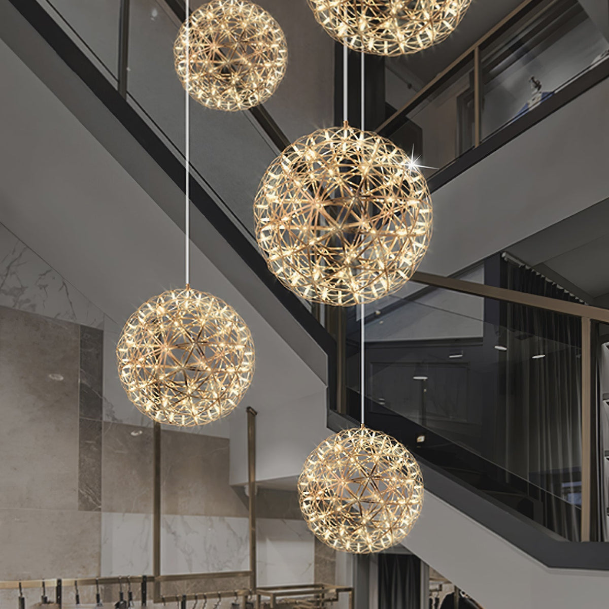 Delcourt Silver Spark Ball Pendant Light