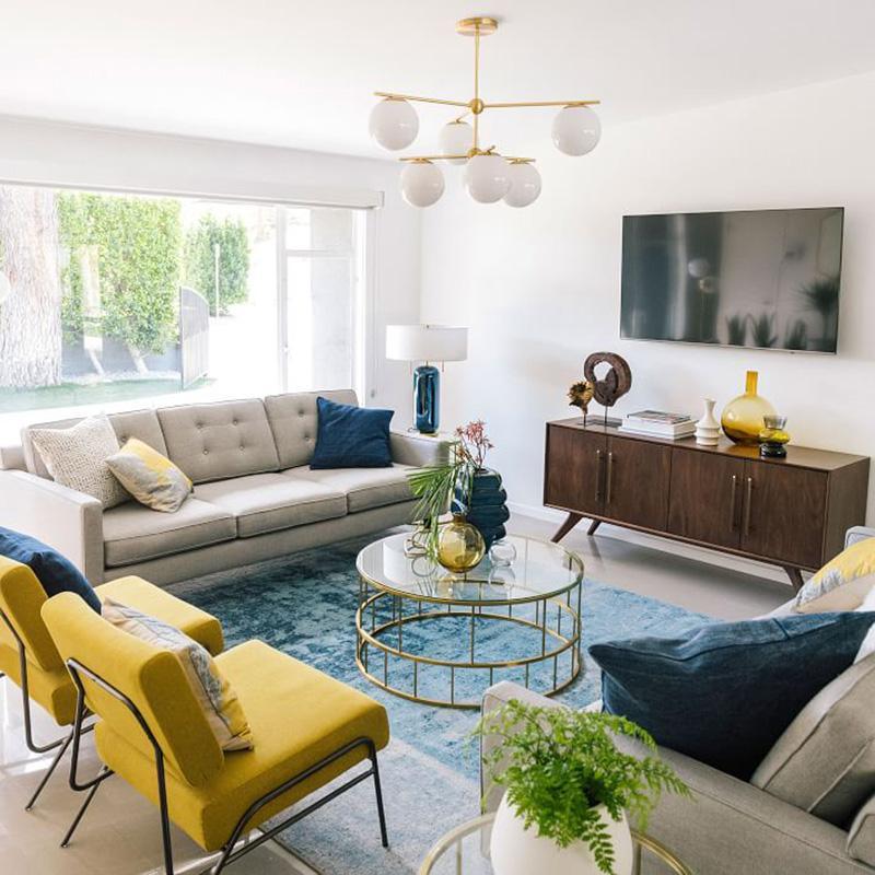 Lustra Chandelier Sphere & Stem Modern Gold LED - Neutral Decor