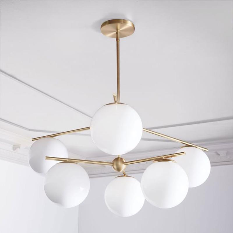 Lustra Chandelier Sphere & Stem Modern Gold LED - Neutral Decor