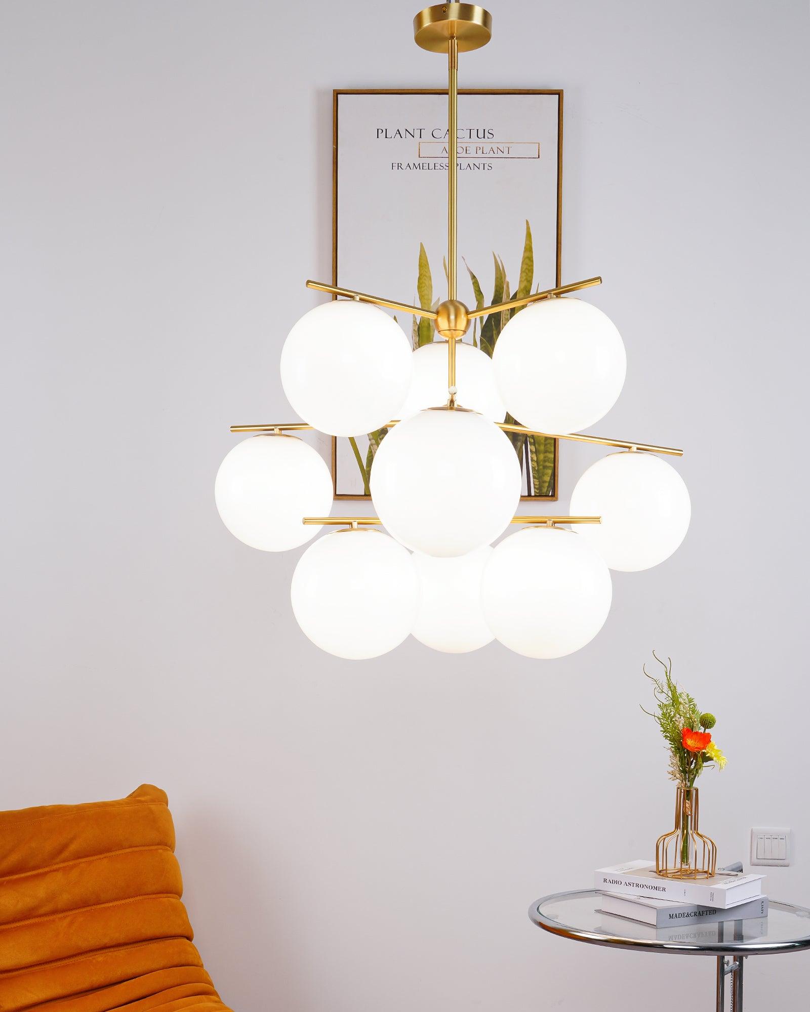 Lustra Chandelier Sphere & Stem Modern Gold LED - Neutral Decor