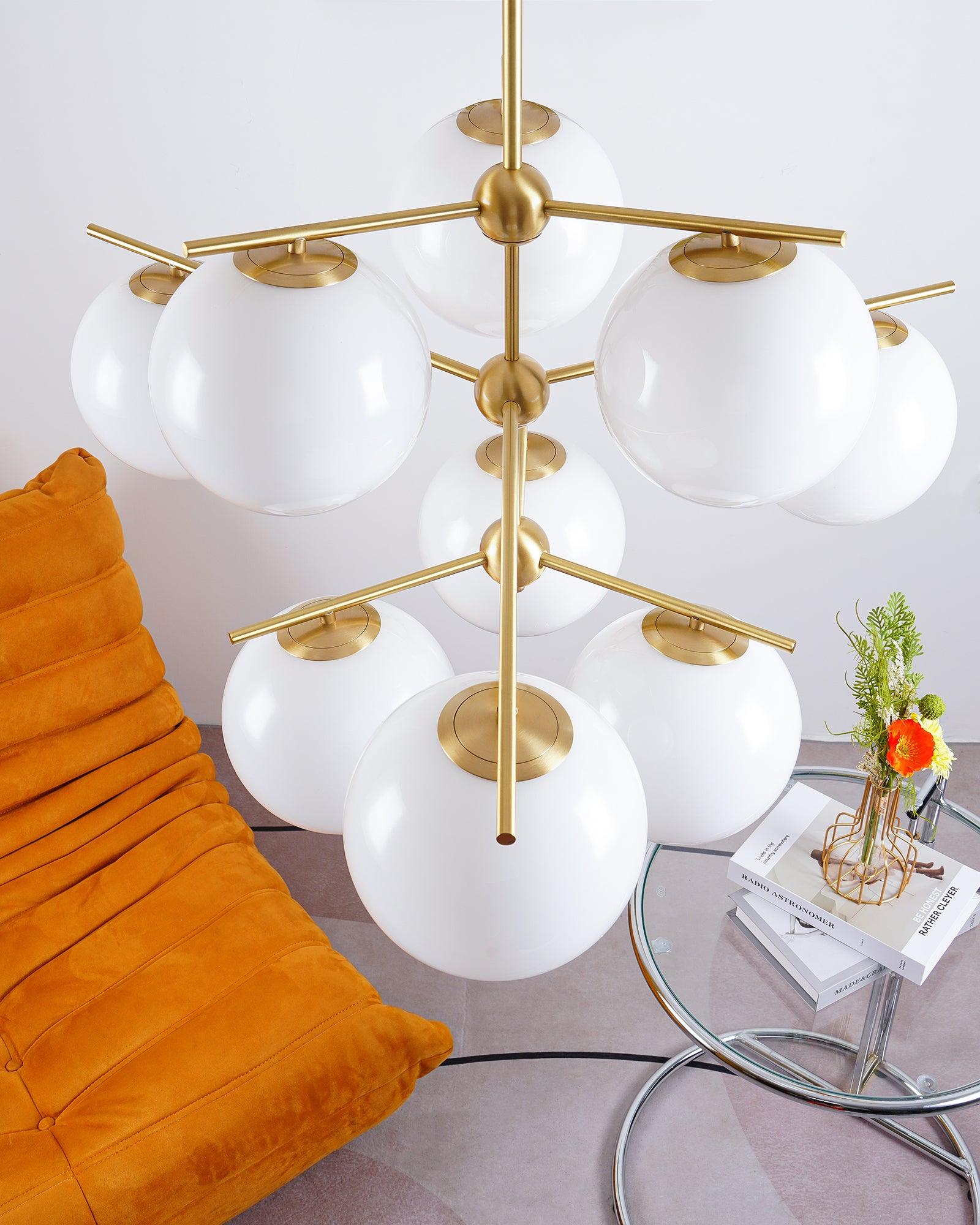 Lustra Chandelier Sphere & Stem Modern Gold LED - Neutral Decor