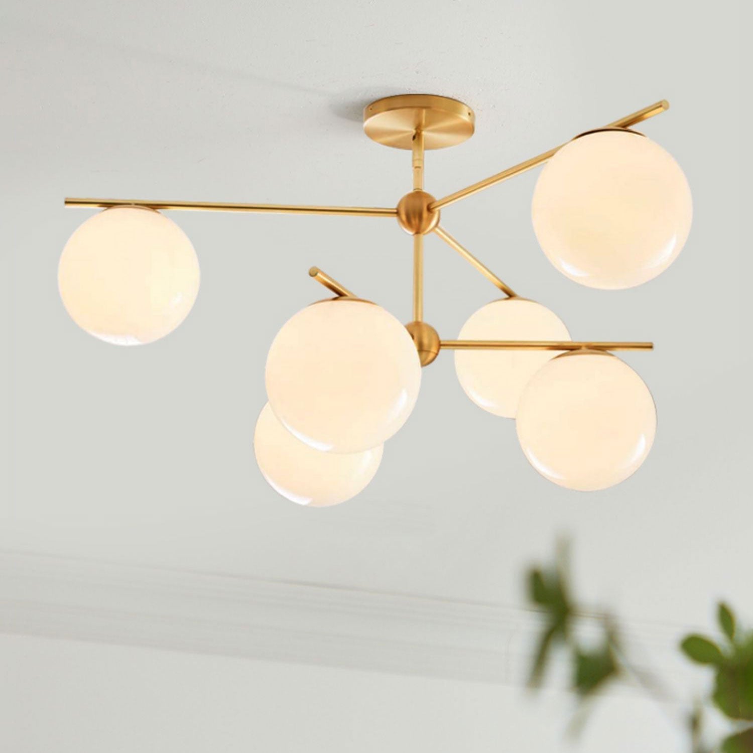 Lustra Chandelier Sphere & Stem Modern Gold LED - Neutral Decor