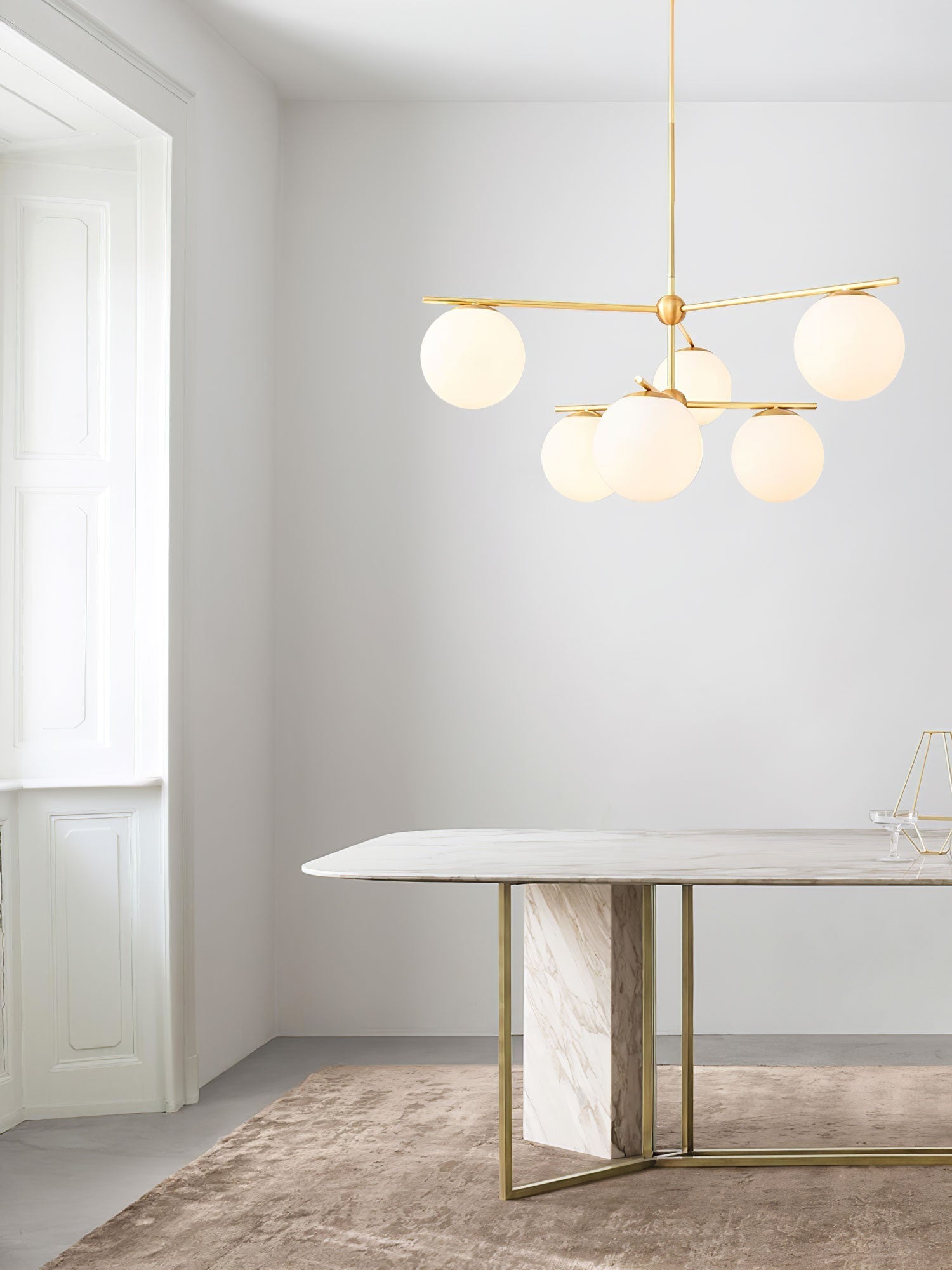 Lustra Chandelier Sphere & Stem Modern Gold LED - Neutral Decor